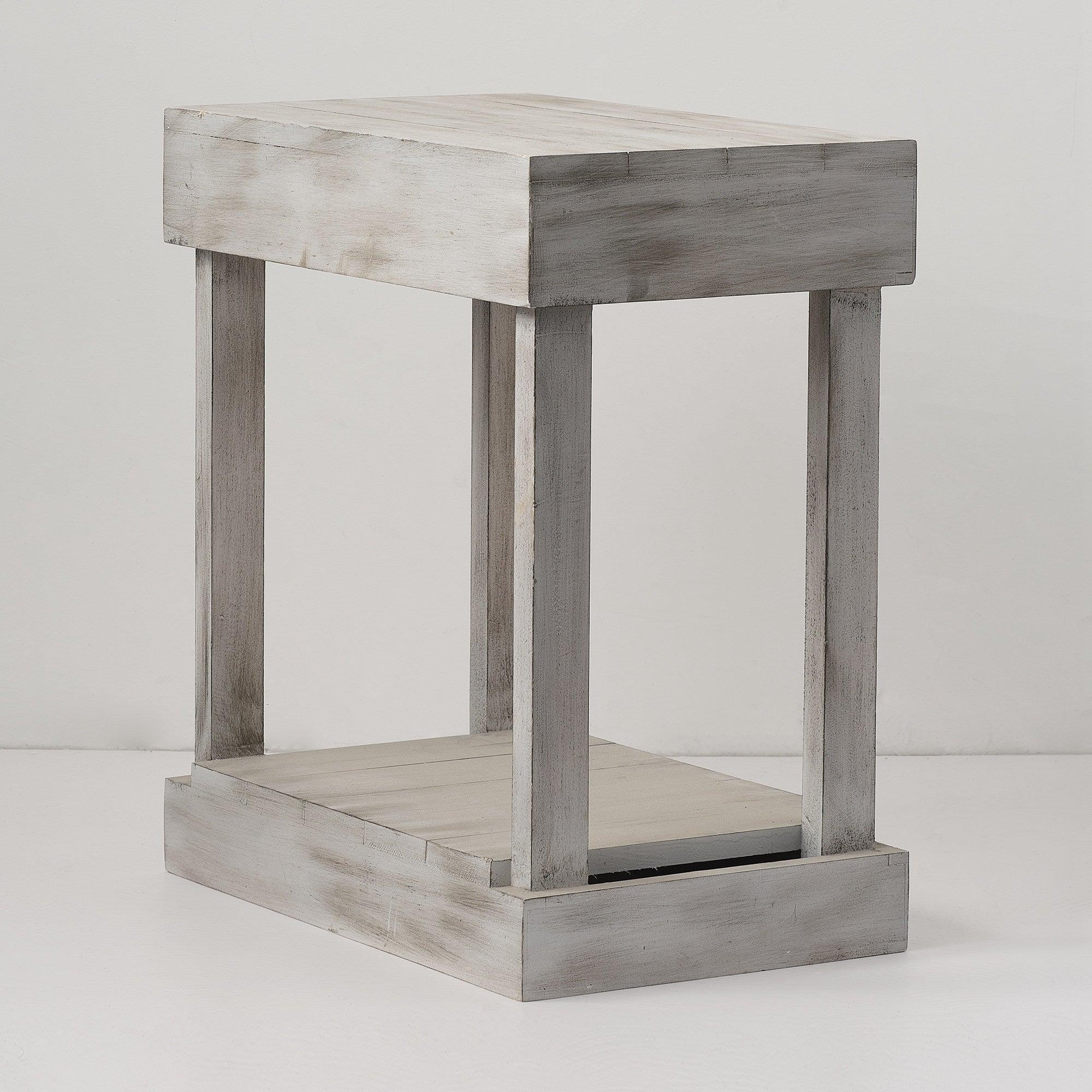 Rustic Wood Square Side Table with Shelf - Farmhouse End Table for Living Room, Bedroom & Patio - Sturdy Coffee Table Accent Furniture for Home Decor