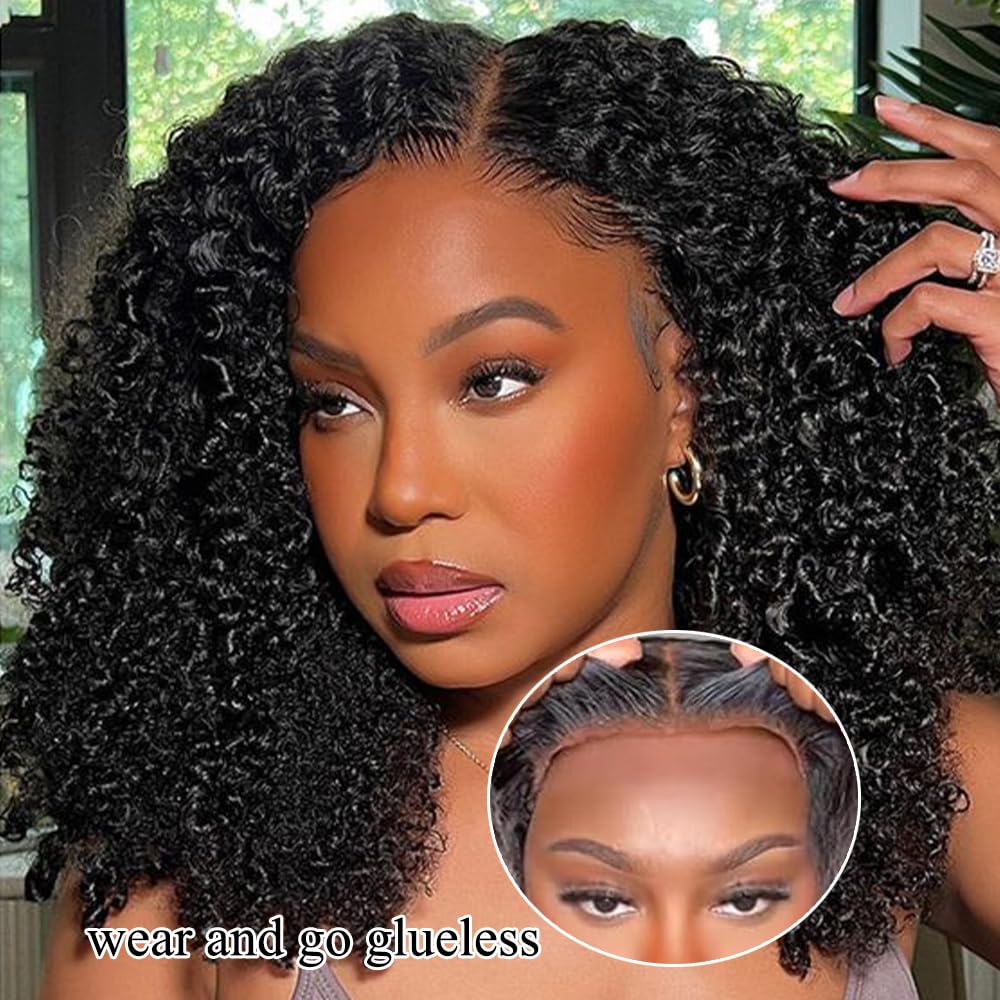 ALLRUN 4x4 Kinky Curly Human Hair Wig - Pre Plucked Glueless Lace Closure Wig 24 Inch 180% Density for Black Women | Wear & Go Natural Look for Daily Wear, Parties & Special Occasions
