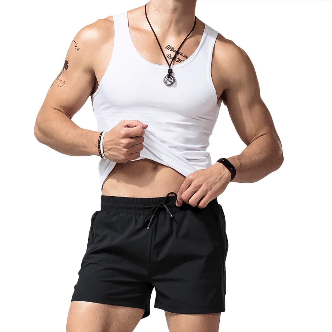 DREYOLIFE Men's Workout Shorts - Running, Gym & Athletic Shorts with Zipper Pocket - Breathable Quick-Dry Training Shorts for Cycling, Jogging & Fitness