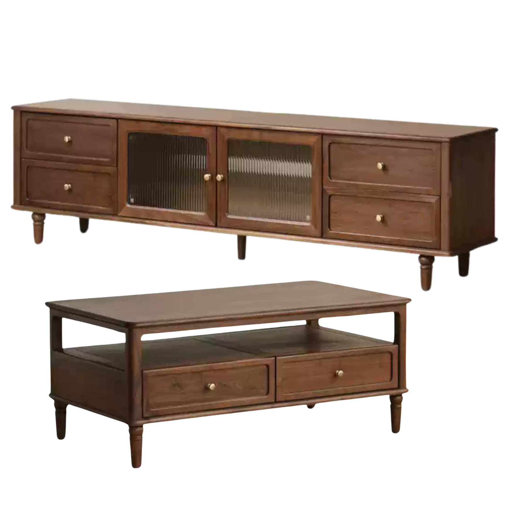 Solid Black Walnut Wood American Retro Coffee Table - Mid-Century Modern Style for Living Room, Lounge & Office Decor