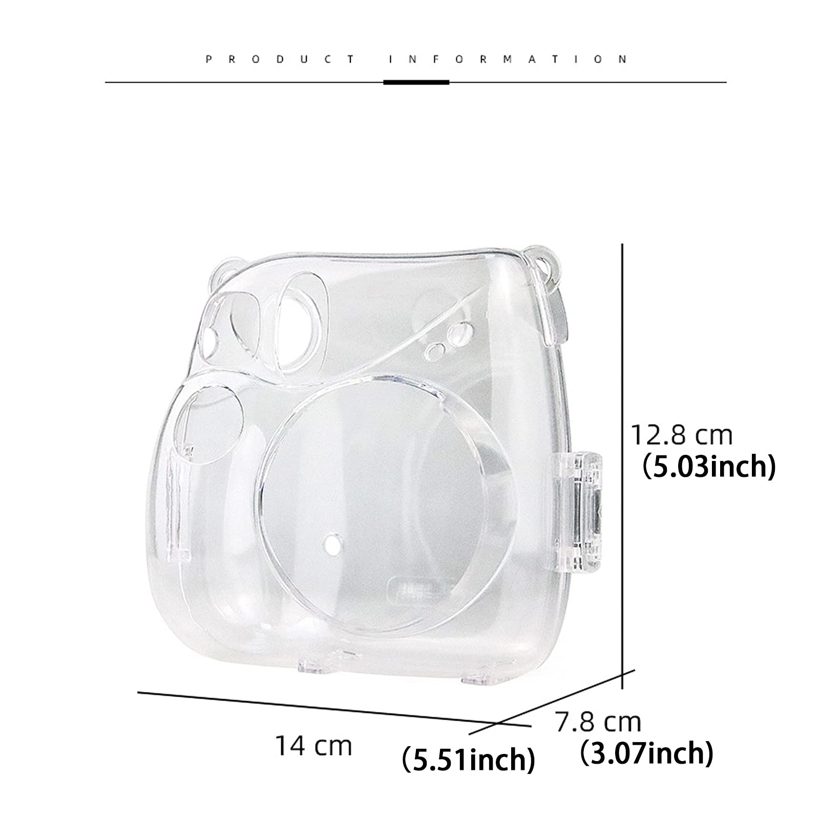 Fujifilm Instax Mini 7+ 7 Plus Clear Camera Case with Removable Shoulder Strap - Crystal Protective Cover for Instant Camera - Perfect for Travel, Parties & Everyday Use