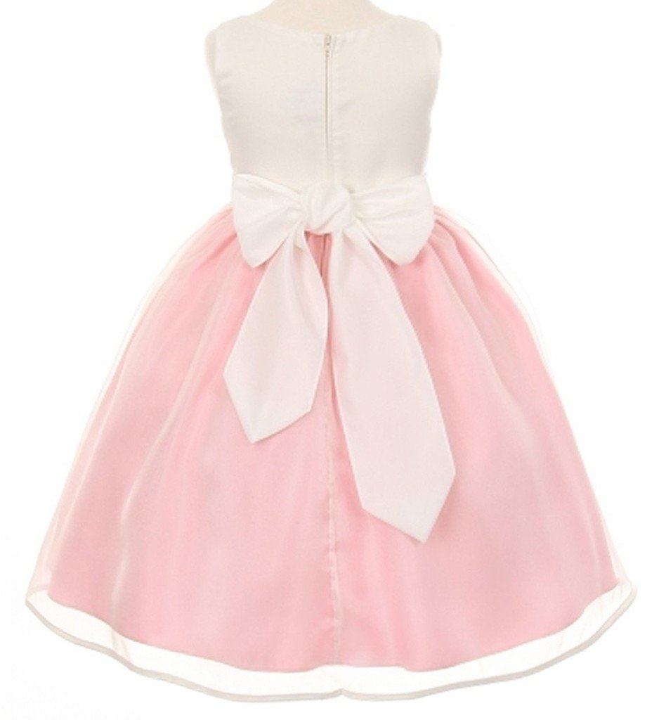 AkiDress Elegant Satin & Organza Bow Accent Dress for Baby Girls & Toddlers - Perfect for Birthday Parties, Photo Shoots & Special Occasions