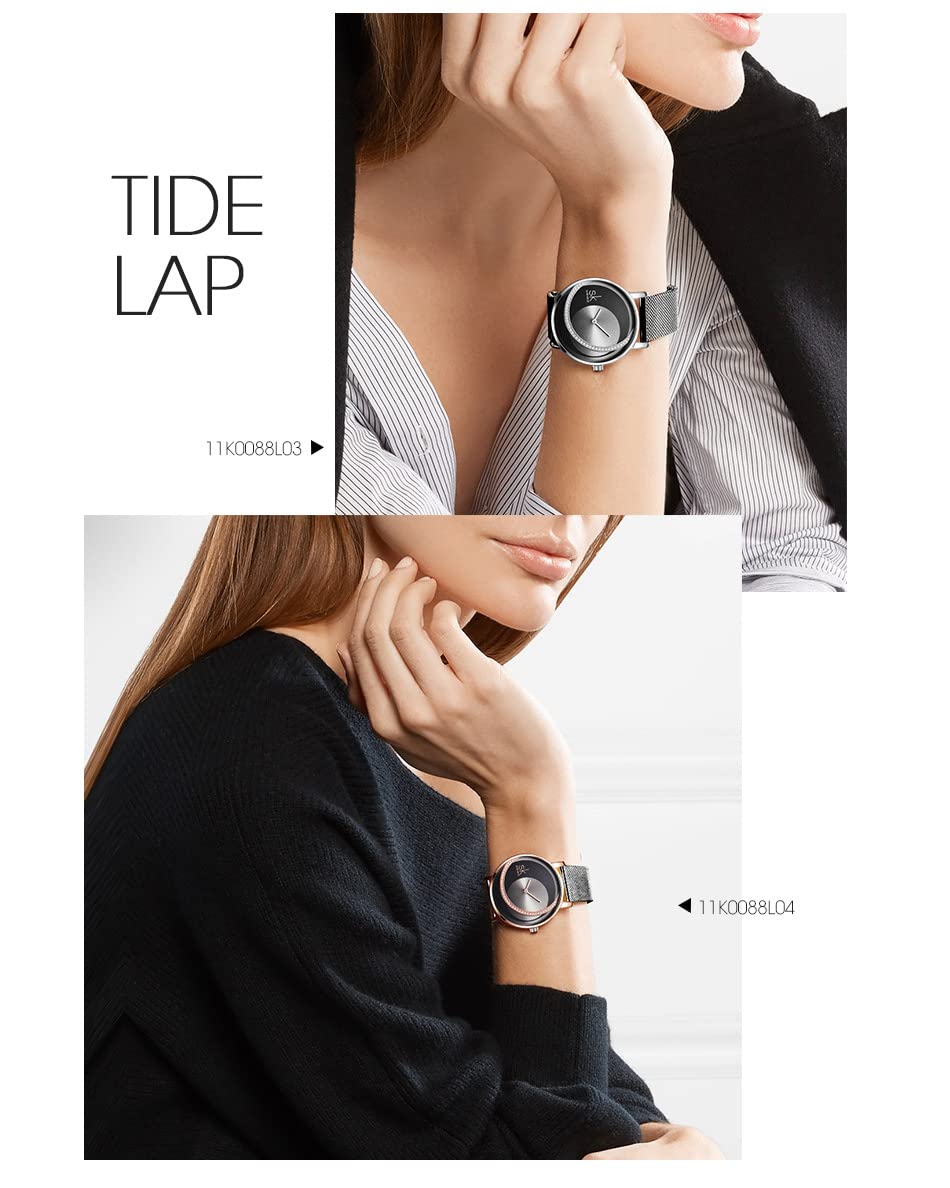 Elegant Gosasa Women's Dress Watch with Inspiration Dial - Leather & Stainless Steel Mesh Band - Classic Wristwatch for Ladies | Perfect for Office, Parties & Special Occasions