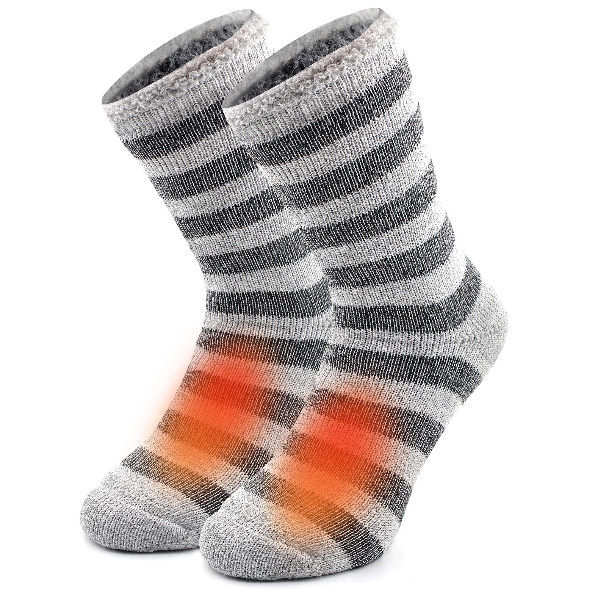 Thermal Socks for Men & Women - Extra Thick Winter Warm Heated Crew Socks for Extreme Cold Weather - Perfect for Snow Boots, Hiking & Outdoor Activities