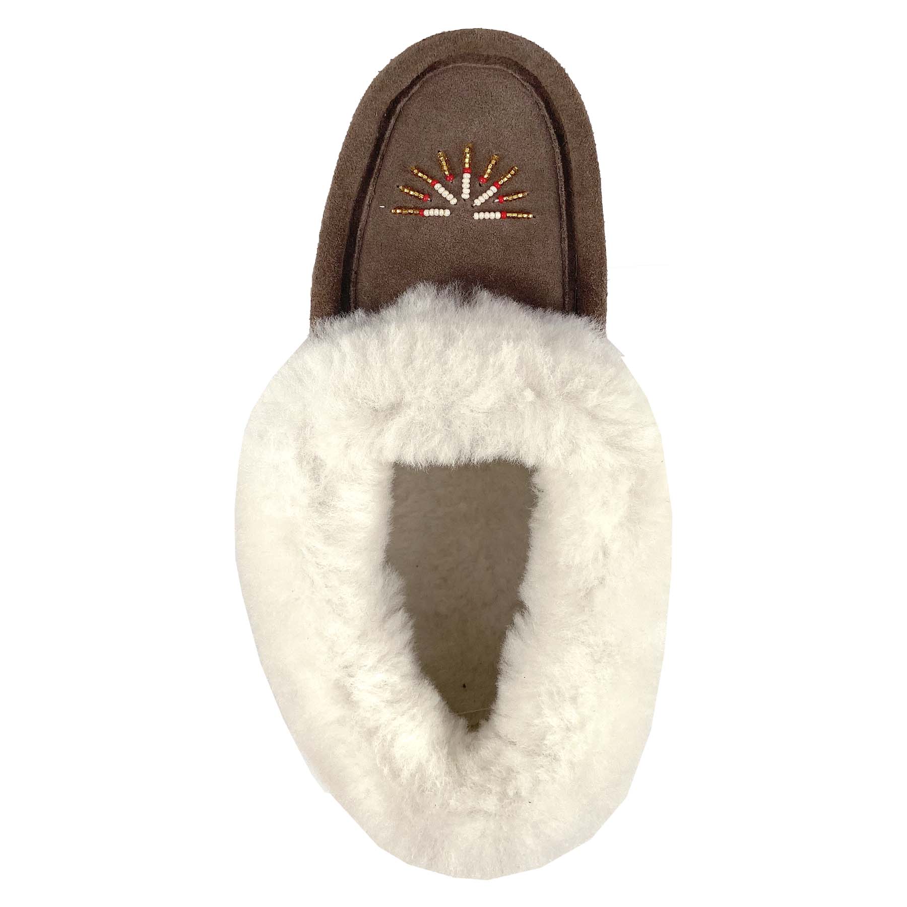 Women's Comfortable Smoke Beaded Rubber Sole Sheepskin Slippers - Cozy Indoor/Outdoor House Shoes for Winter & Lounge Wear