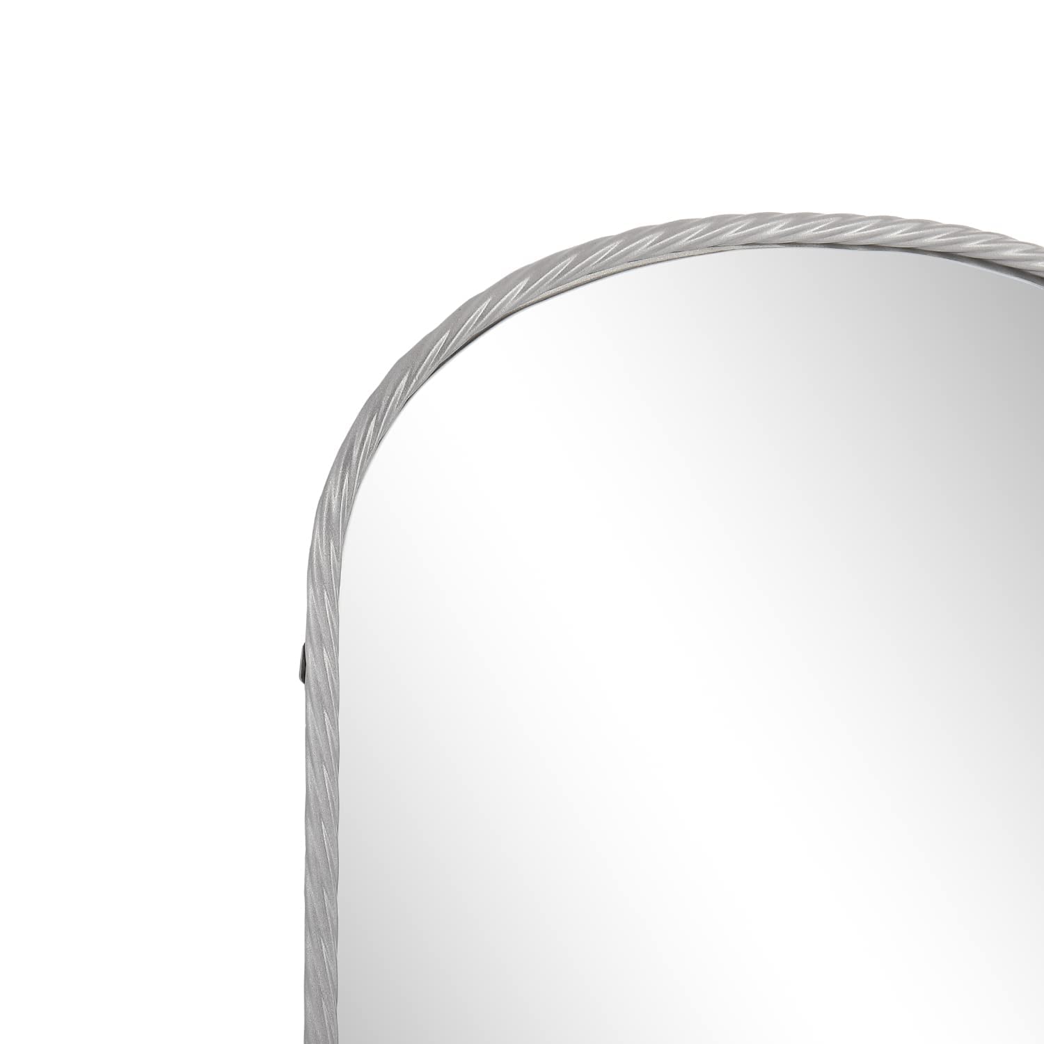 24x31 Inch Arch Mirror with Twisted Metal Frame - Silver Wall Mirror for Bedroom, Bathroom & Entryway Decor