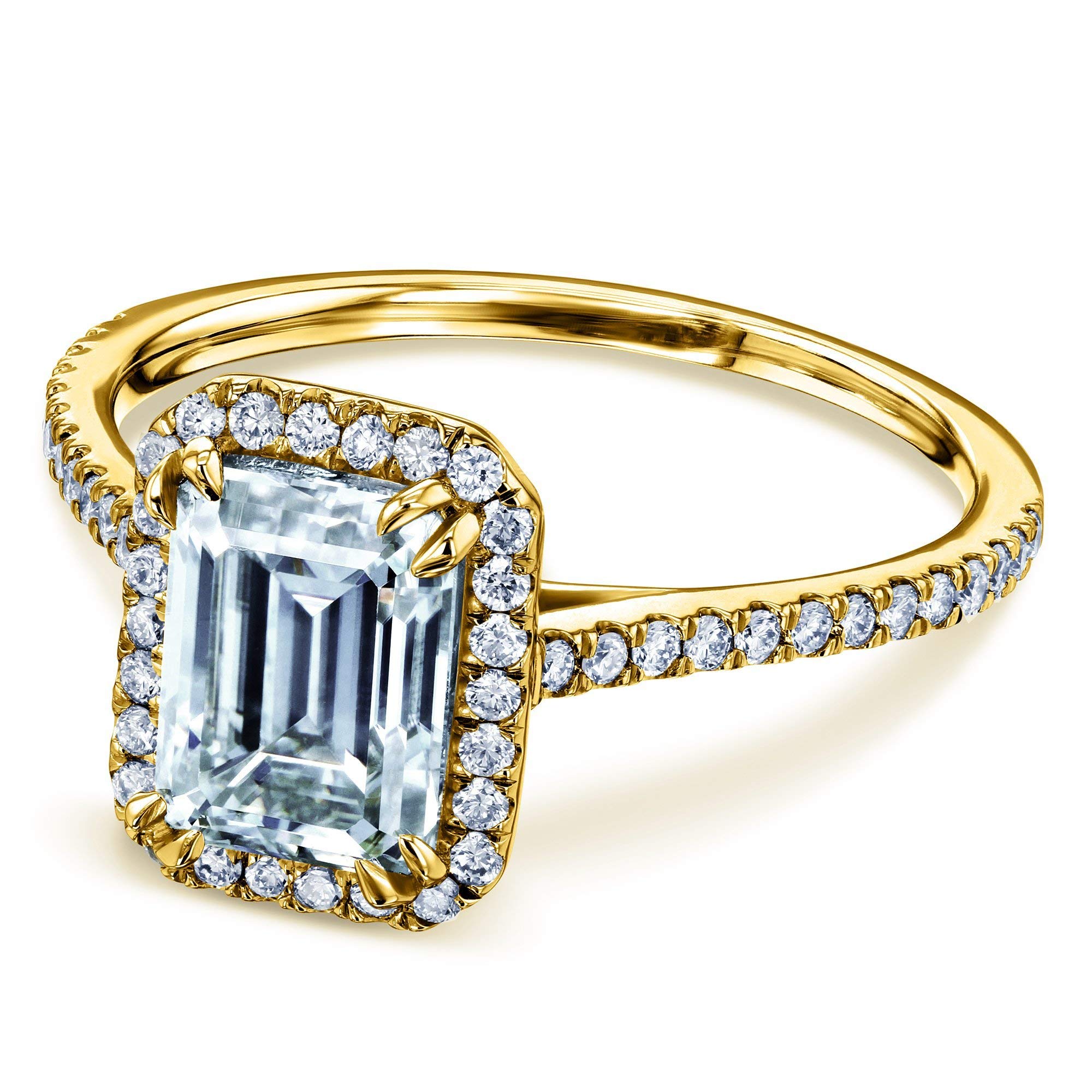 1.75ct Emerald Cut Moissanite & Lab Diamond Halo Engagement Ring for Women - Elegant Wedding, Anniversary, or Proposal Jewelry Gift