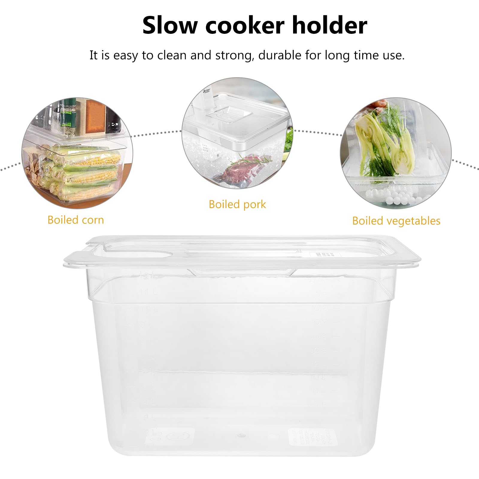 Hemoton 6L Clear Sous Vide Container with Lid - Airtight Food Storage Box for Home Kitchen, Perfect for Meal Prep, Sous Vide Cooking & Leftover Storage