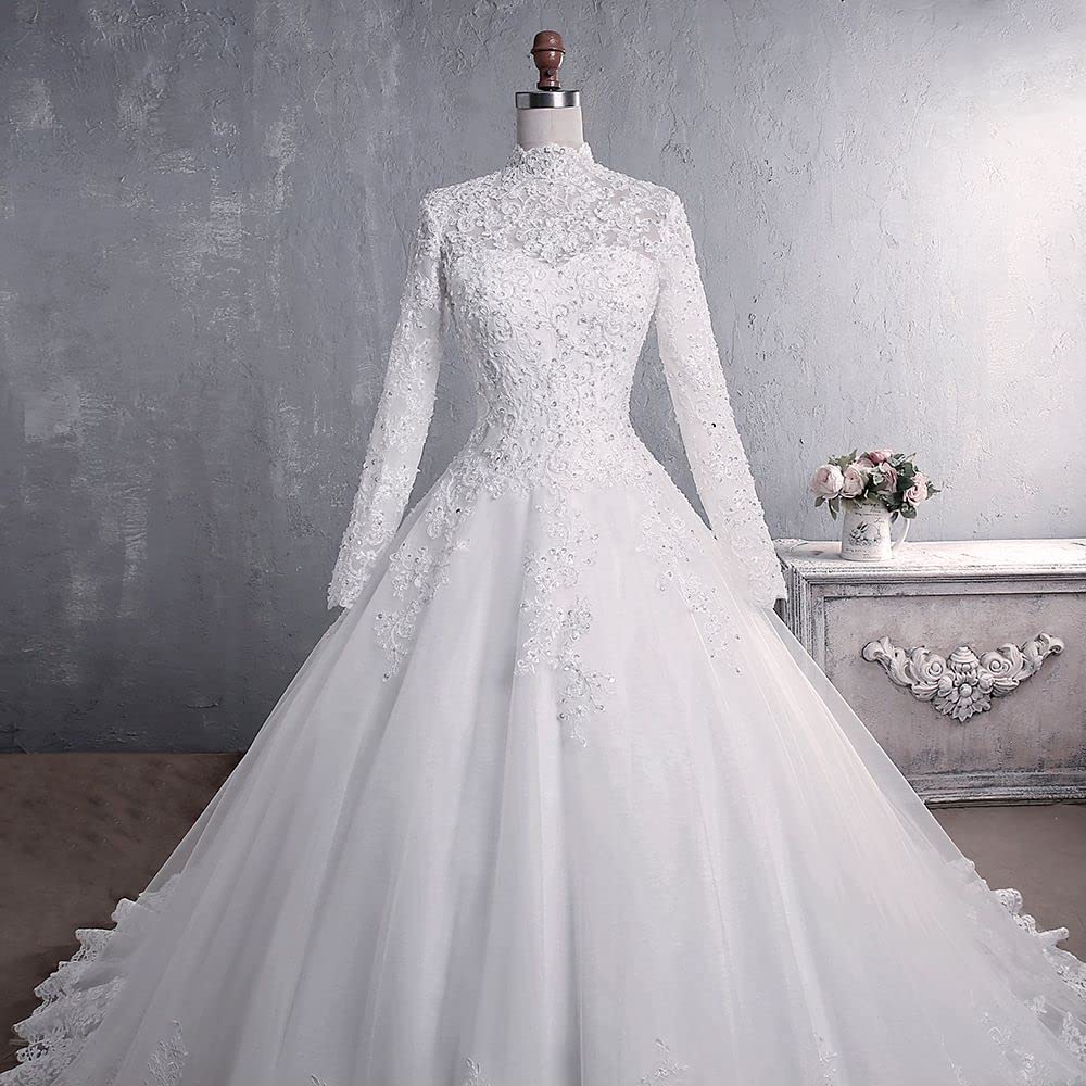 Elegant Long Sleeve Lace Wedding Dress for Women - Romantic Garden & Outdoor Bridal Gown for Church, Beach, and Formal Ceremonies