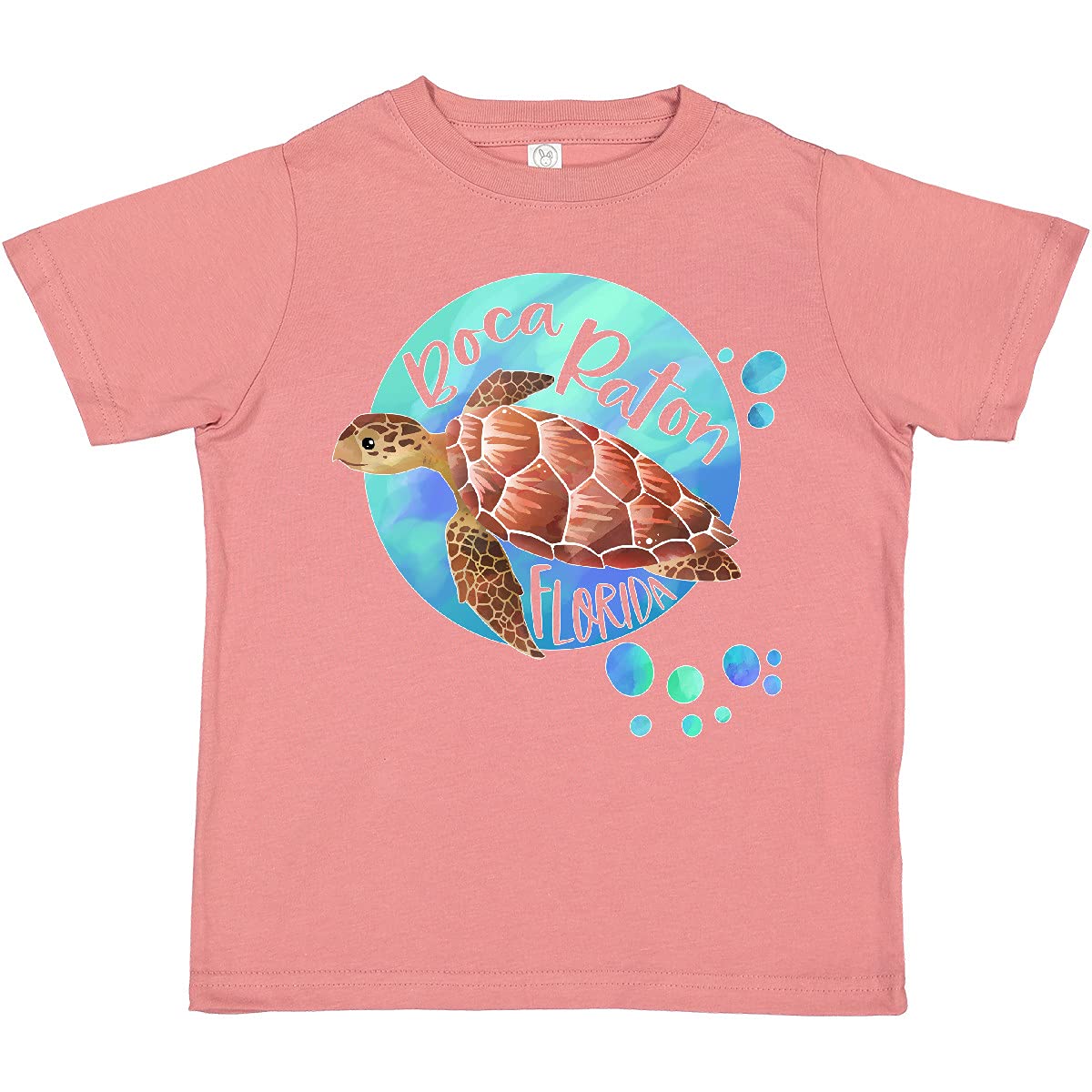 Inktastic Boca Raton Florida Swimming Sea Turtle with Bubbles Toddler T-Shirt - Cute Baby Boy & Girl Summer Beach Outfit, Pool Party, Vacation Gift