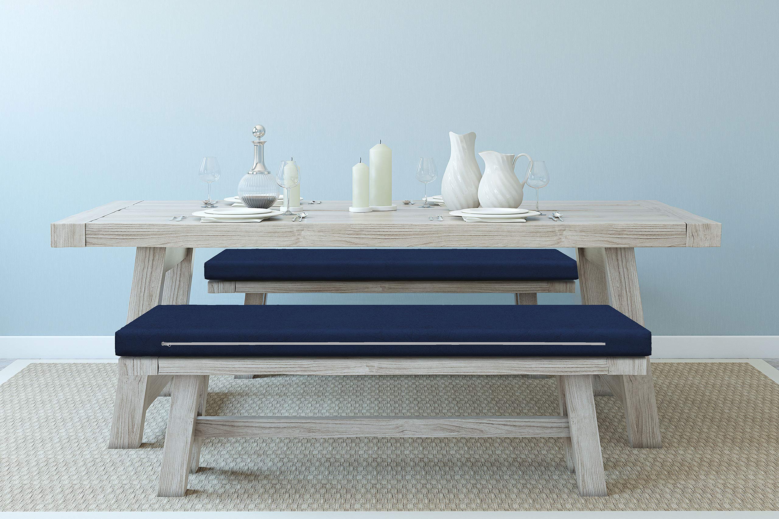 Ambesonne 2-Pack Faux Suede Bench Cushions - Waterproof Weather-Resistant Standard Size Foam Seat Pads with Digital Printed Weathered Texture Design - Navy Blue 45