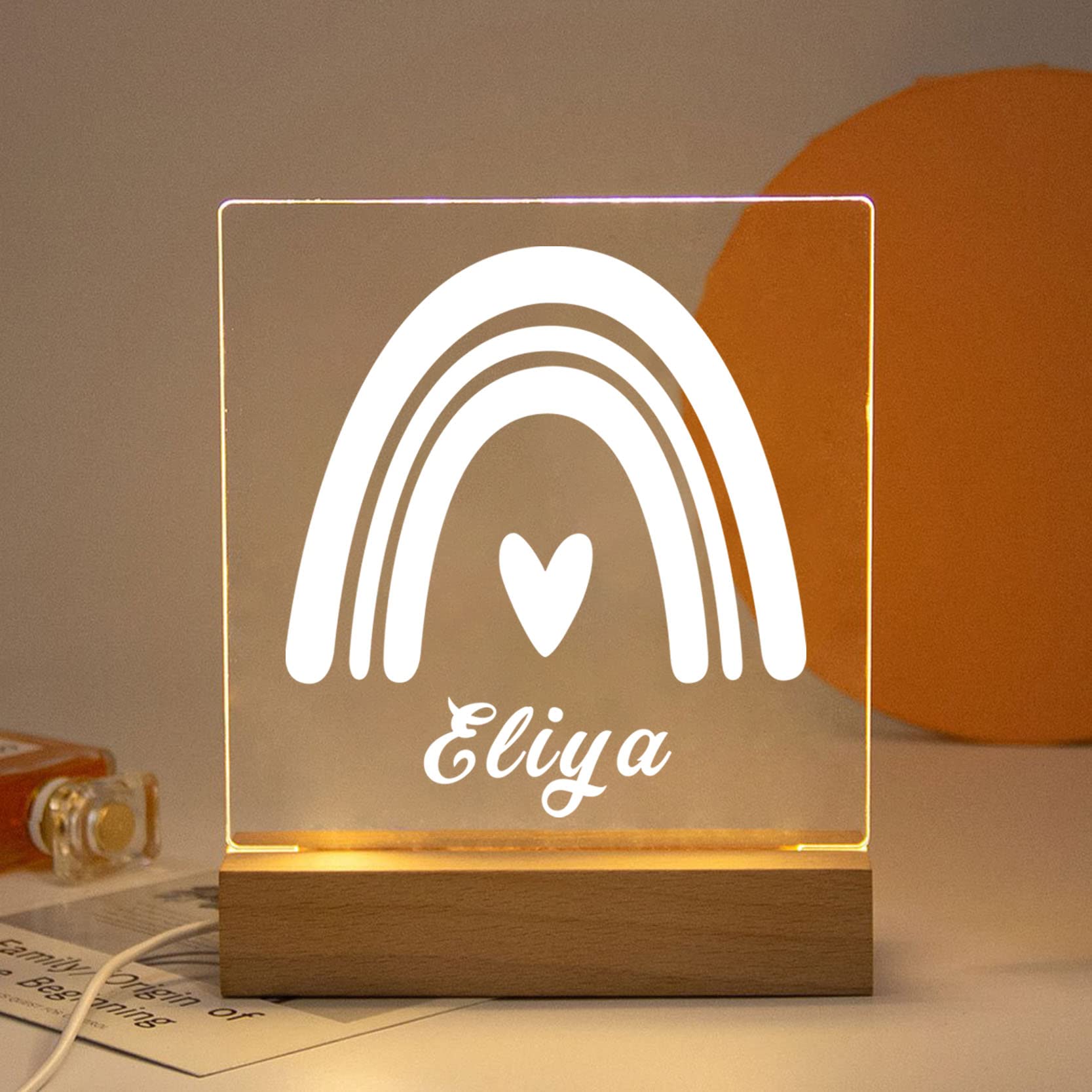 Custom Name Personalized Table Lamp - Rainbow Night Light & Fairy Lights for Kids Bedroom, Bedside & Desk Lamp - Home Decor & Light Decor for Nursery, Study Room & Gift Ideas