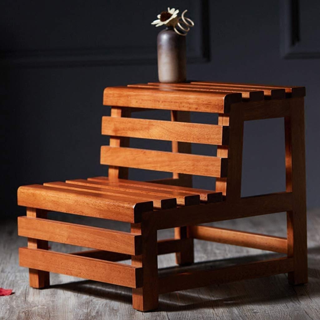 XHALERY 2-Step Stool/Step Ladder Chair - Solid Wood Shower Stool with Non-Slip Wide Bath Step - Waterproof Shower Bench for Bathroom, Kitchen & Kids (Height: 8 Inches)