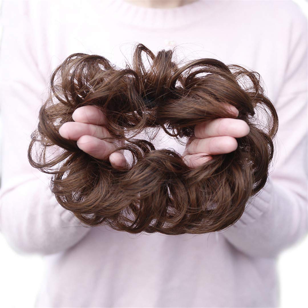 Heat Resistant Synthetic Hair Scrunchie Wrap Ring for Curly Hair - Soft Rubber Band Chignon Bun Maker (Pack of 3) | Perfect for Workouts, Office & Everyday Hairstyles