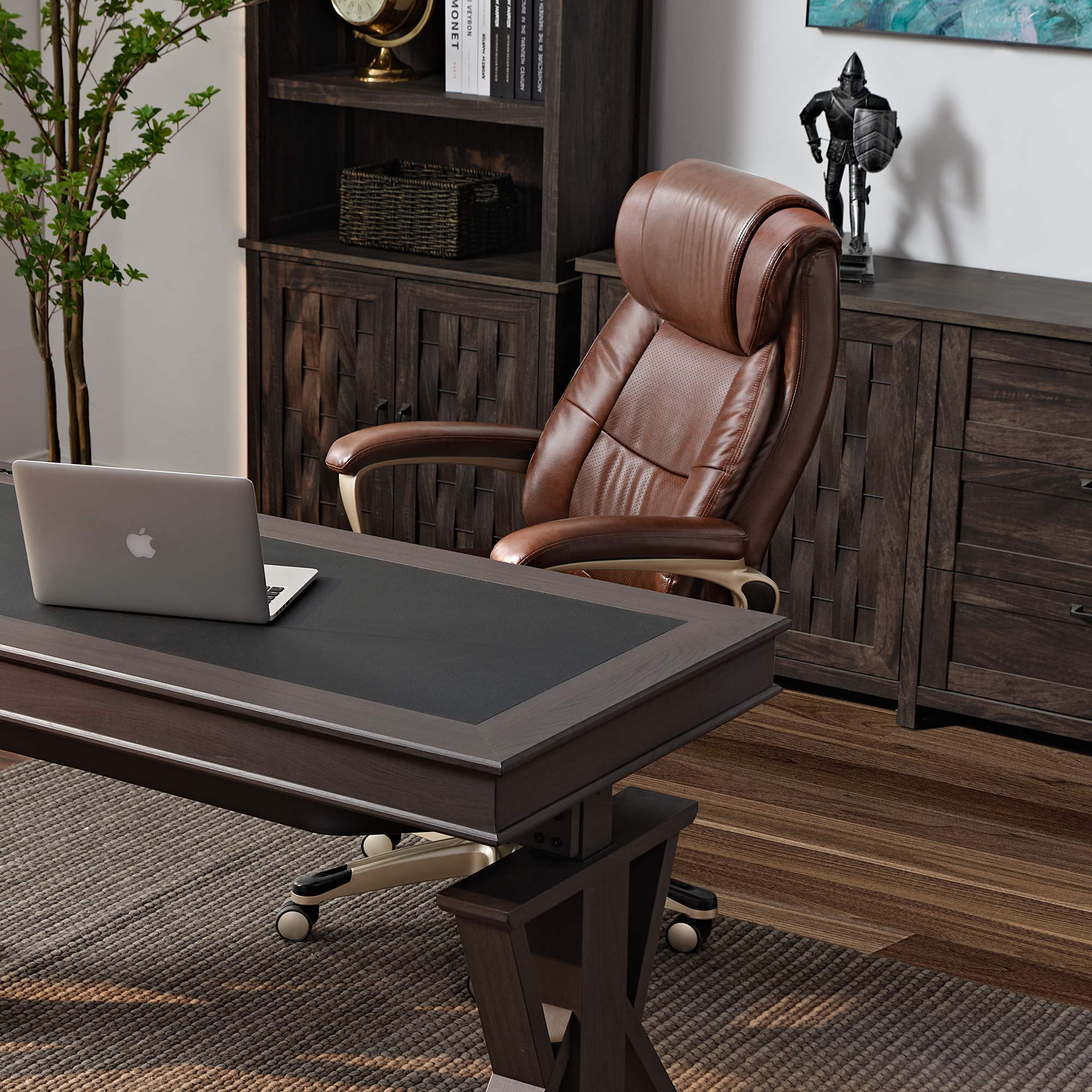 Premium PU Leather Executive Office Chair - Ergonomic High Back Desk Chair with Adjustable Height & Lumbar Support - Perfect for Home Office, Conference Rooms & Corporate Workspaces