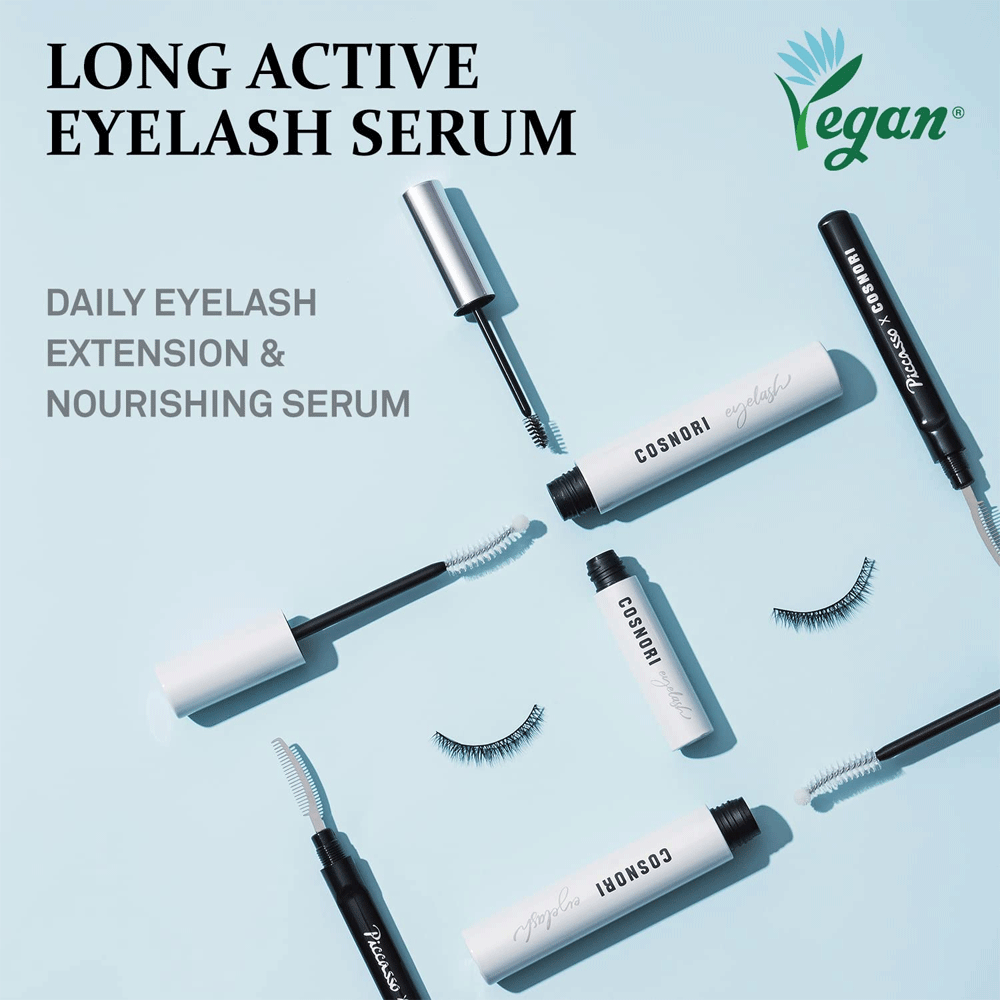 COSNORI Long Active Eyelash Serum 9ml - Natural Growth Enhancer for Thicker, Longer Lashes - Perfect for Daily Use & Special Occasions