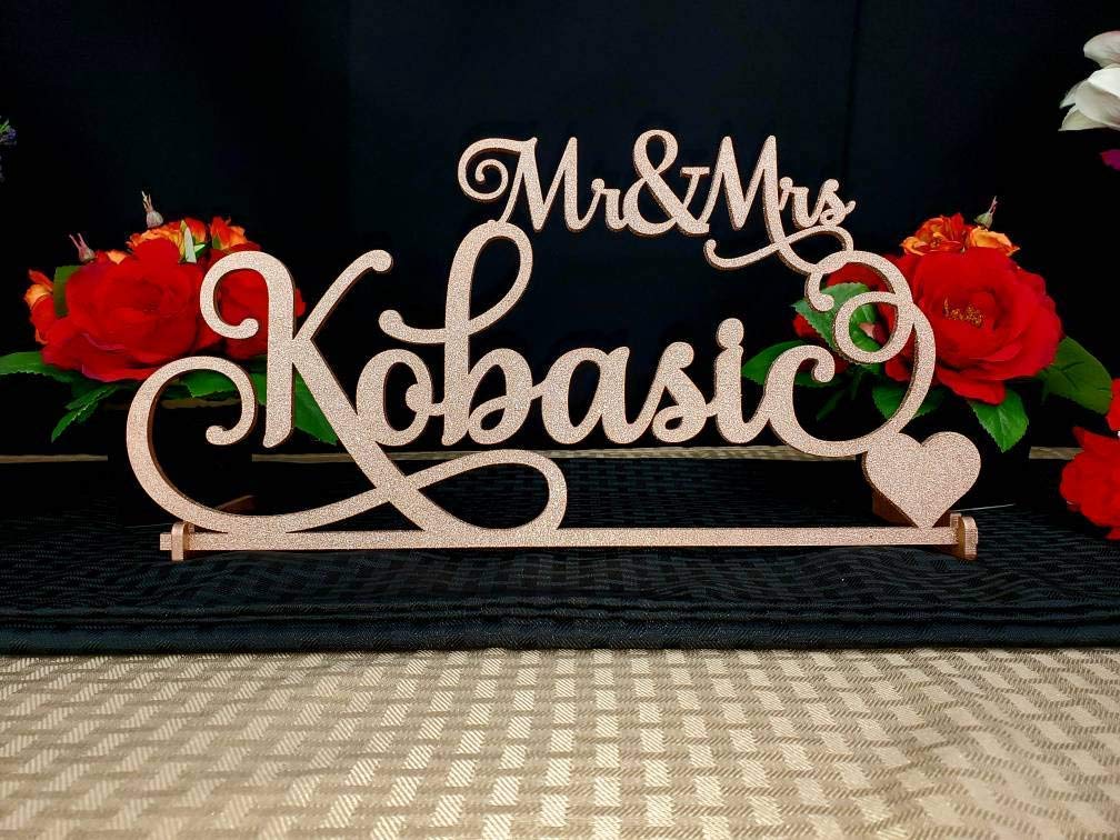 Personalized Mr and Mrs Sign with Last Name - Custom Wedding Sweetheart Table Decor - Elegant SAM Font - Perfect for Wedding Reception, Anniversary, or Romantic Home Decor