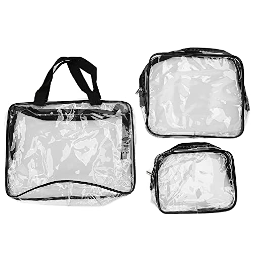 3-Piece Clear Travel Toiletry Bag Set - Waterproof & Easy Clean Cosmetic Organizer for Women & Girls | Perfect for Camping, Outdoor Trips, Holidays & Home Use