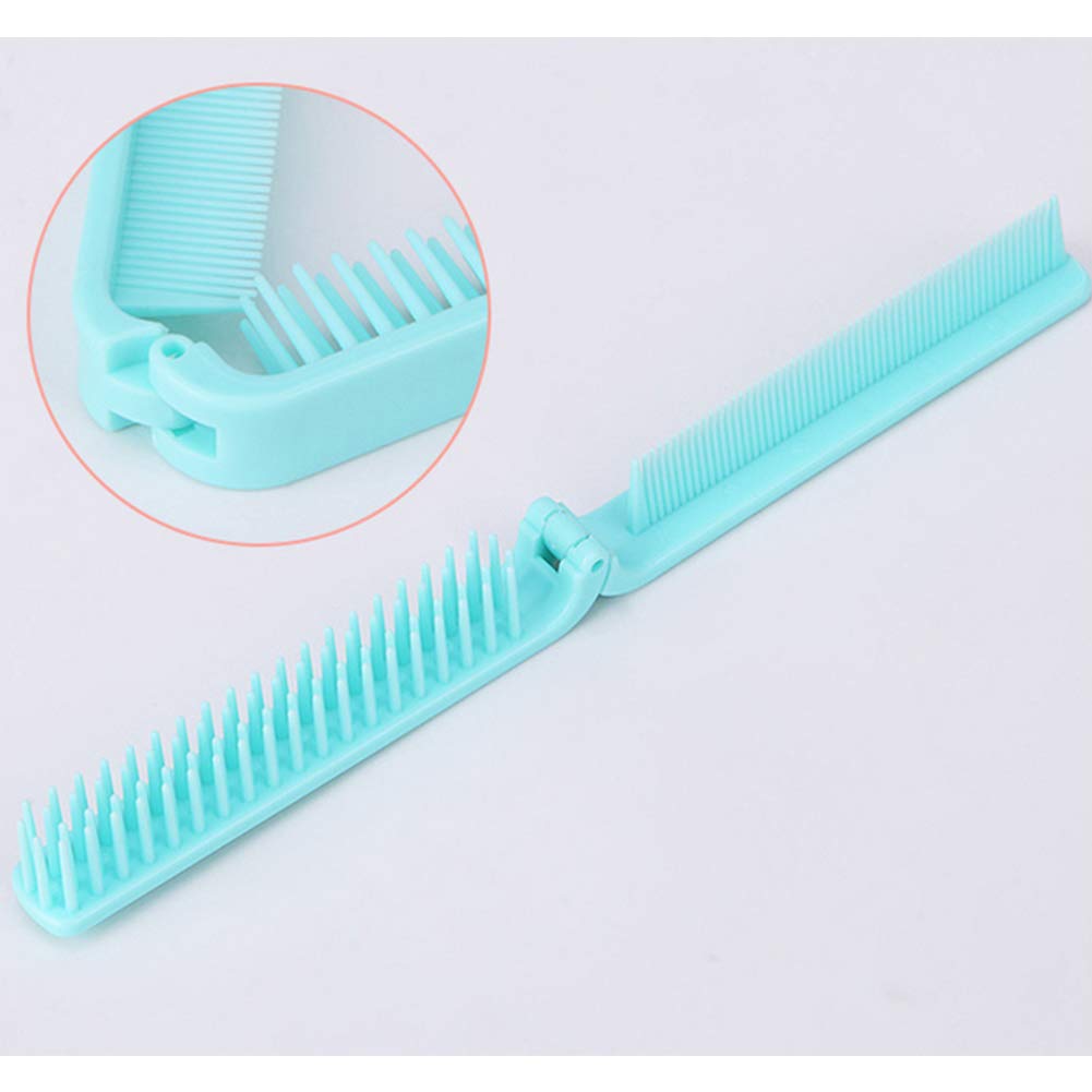 Portable Travel Folding Hair Brush - Compact Pocket Hair Comb with Double Head & Anti-Static Design - Perfect for Travel, Gym, Office & On-the-Go Styling (Blue)