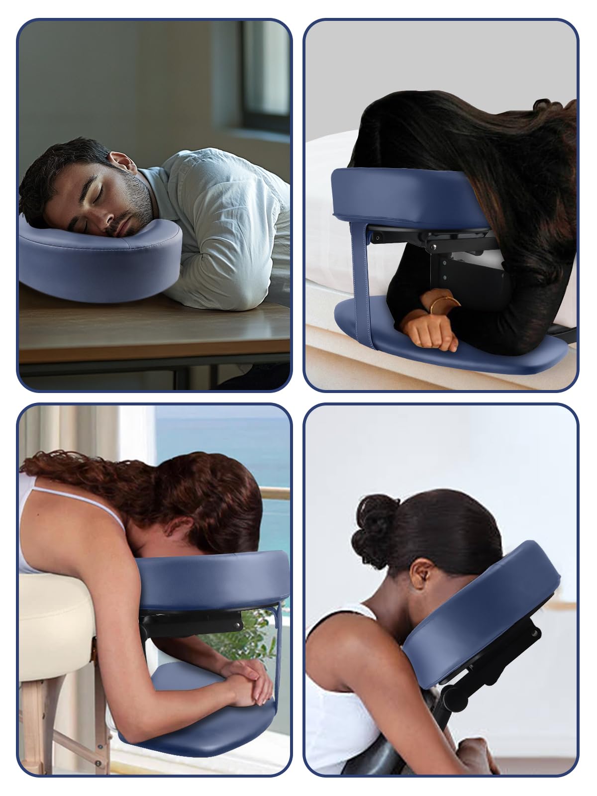 TOROKOM Adjustable Headrest Face Pillow - Ergonomic Cradle & Support Bracket for Massage Tables, Salon Chairs & Home Use - Comfortable Face Cushion for Spa, Beauty Salon & Relaxation (Blue)