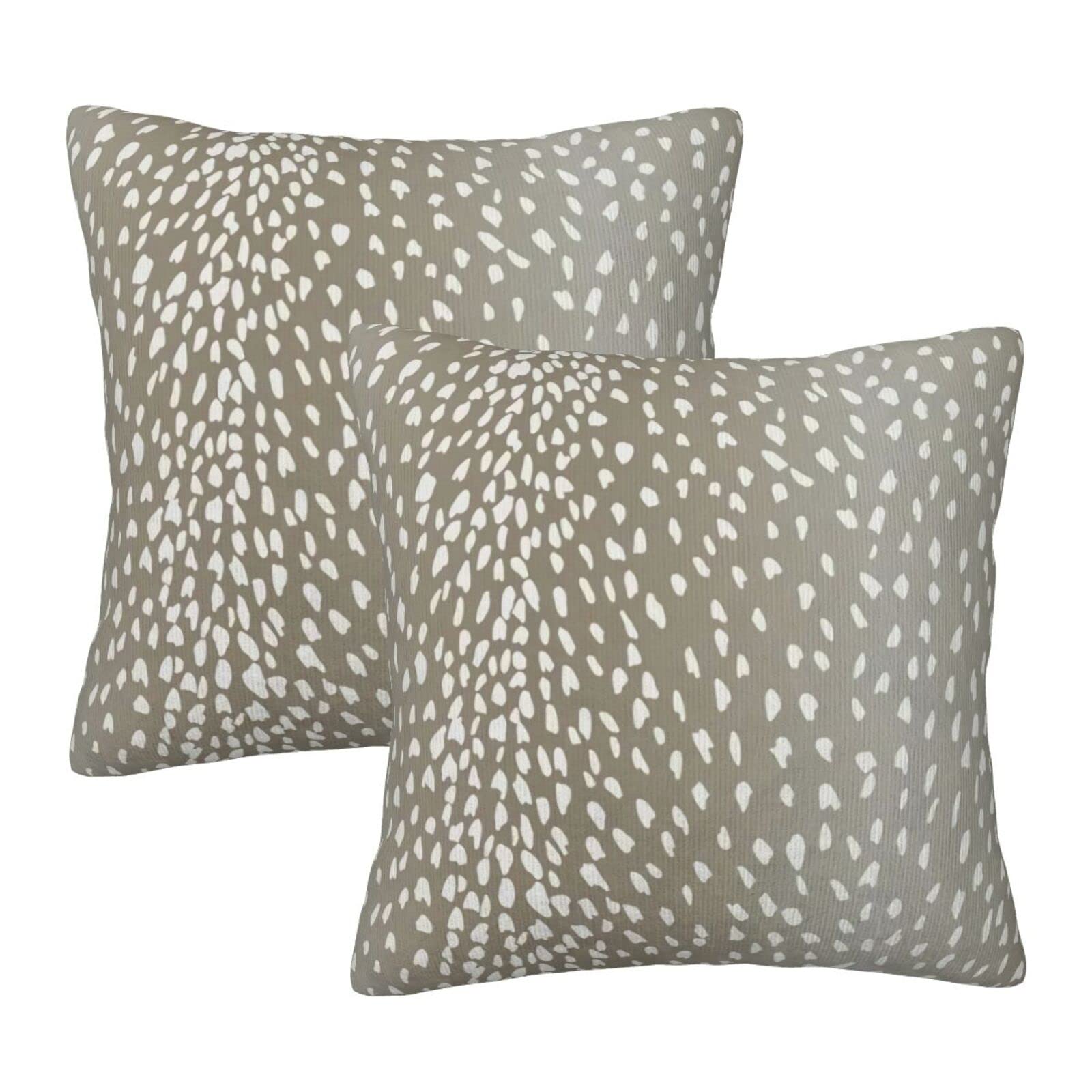 EAGSTS 16x16 Inch Antelope Pillow Covers Set of 2 - Deer Skin Print Animal Print Modern Euro Throw Pillow Covers for Sofa, Couch, Bed - Rustic Ranch Decor, Dorm Room Gifts (White Spots) - Perfect for Living Room, Bedroom & Home Decor