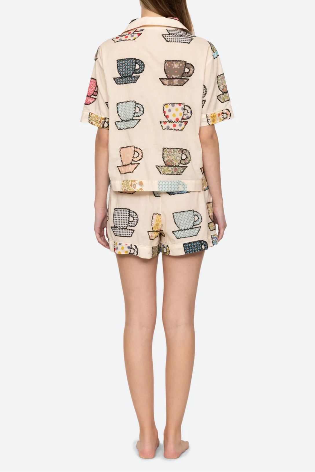 Karmen Tea Cup PJ Short Set - Cute Floral Print Sleepwear for Women | Comfortable Loungewear for Relaxing at Home or Sleepovers