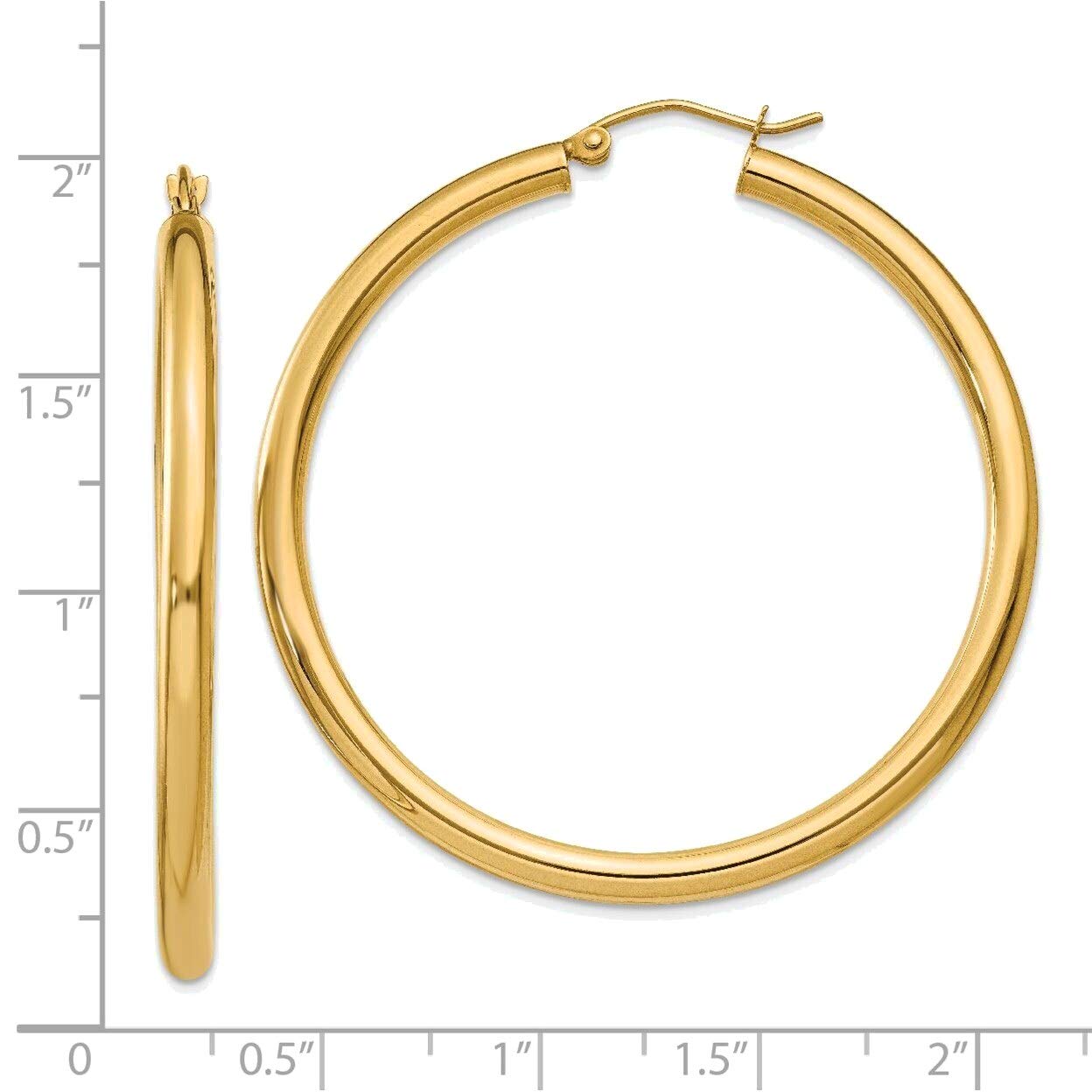 14K Yellow Gold 3mm Lightweight Polished Tube Hoop Earrings - Elegant Everyday Jewelry for Women, Perfect for Work, Date Night & Special Occasions