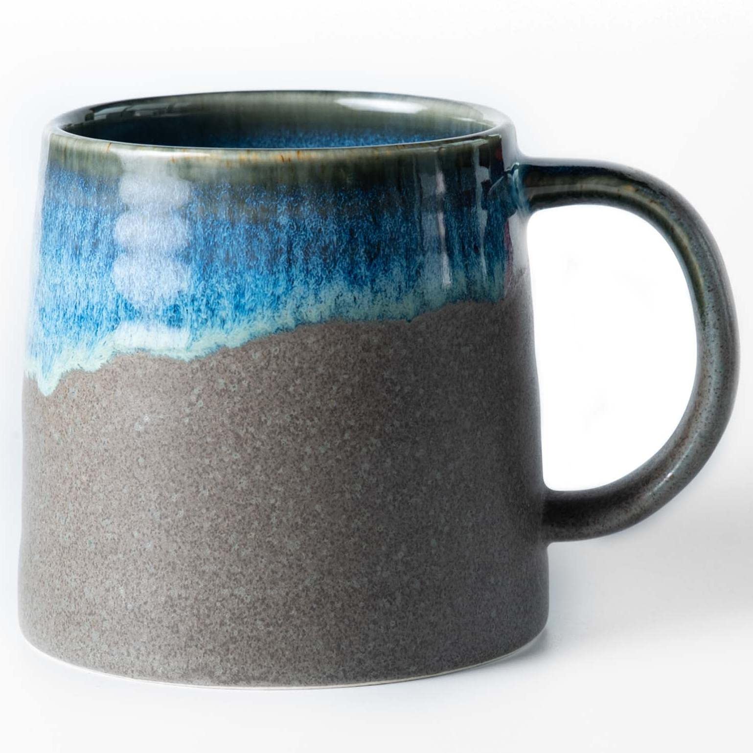 Large 16 oz Handmade Ceramic Coffee Mug & Tea Cup with Handle - Dishwasher & Microwave Safe for Office, Home, or Gifts - Blue Grey - Perfect for Morning Coffee, Afternoon Tea, and Cozy Relaxation