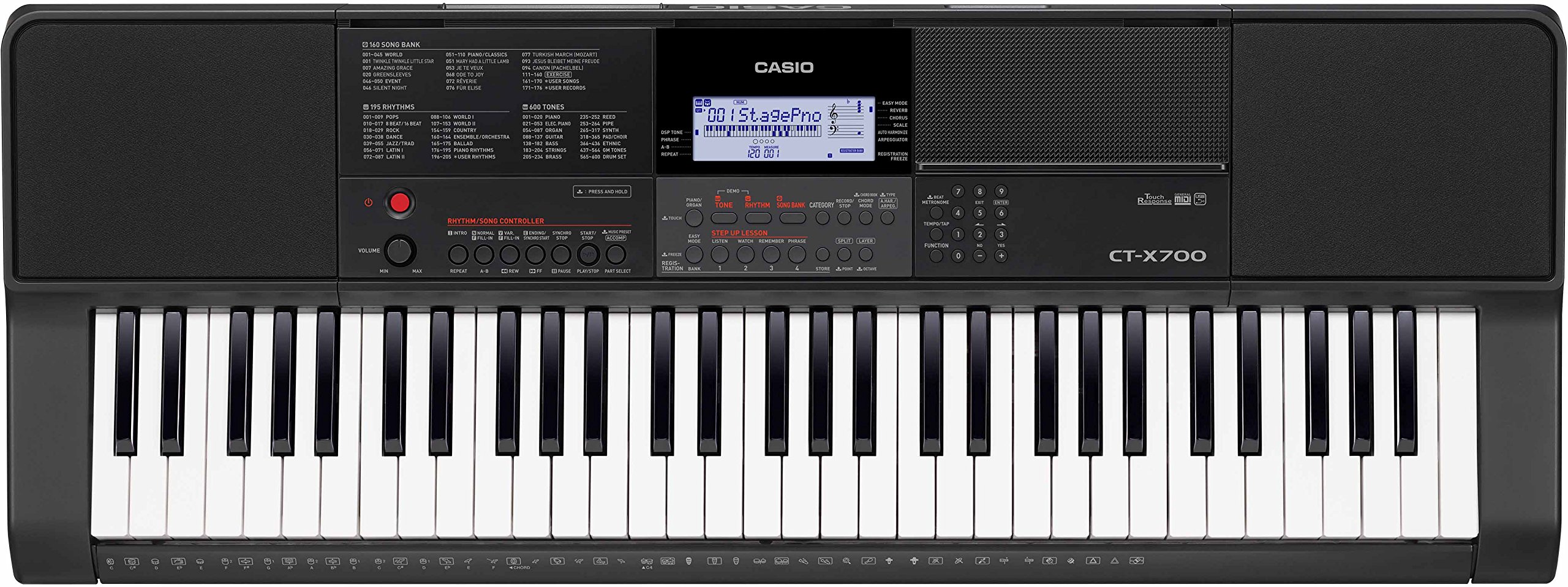 Casio CT-X700 61-Key Portable Keyboard Bundle with Stand, Bench, Headphones & Accessories - Perfect for Beginners, Home Practice & Live Performances