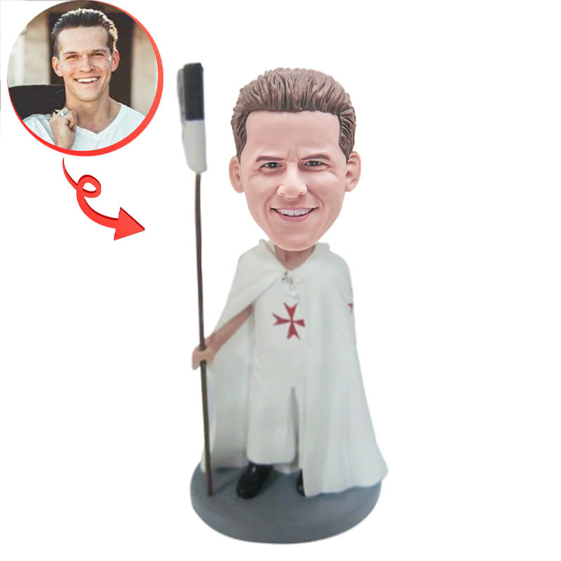 Custom Crusader Bobblehead - Personalized Medieval Knight Figurine - Perfect for Gifts, Collectibles, and Office Decor