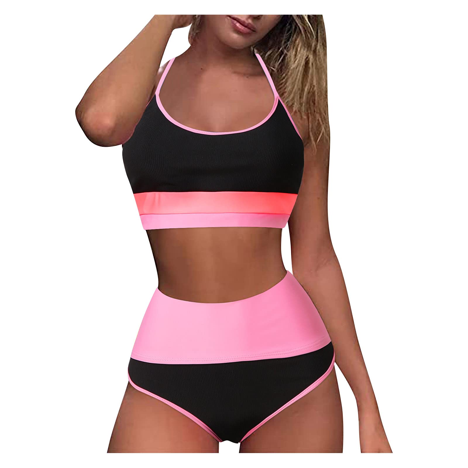 Best Women's Swimsuits - Retro Halter Ruched High Waist Bikini Set | Two Piece Swimwear for Beach, Pool & Vacation | Sexy Vintage Style Bathing Suit