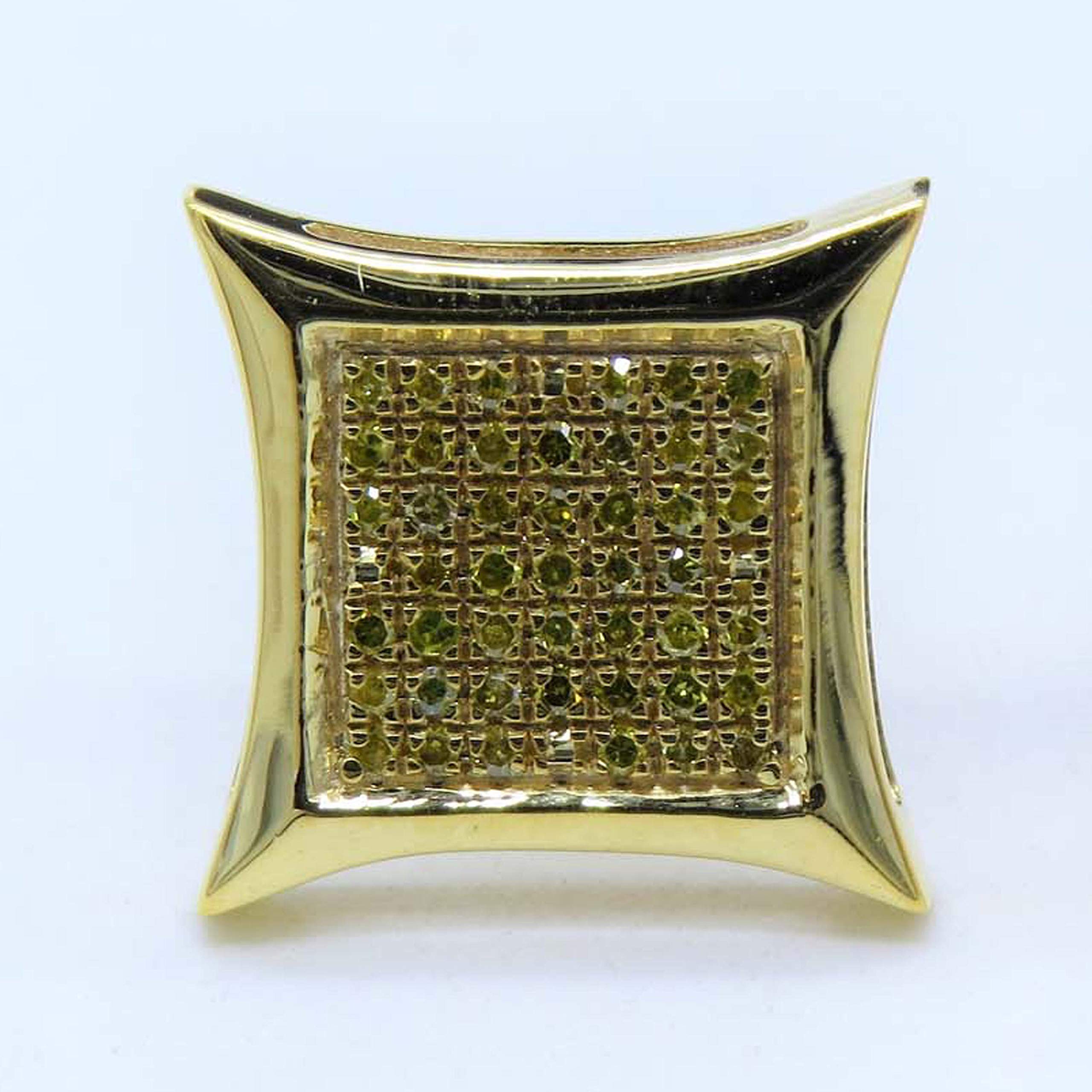 0.10ct Round Yellow Diamond Stud Earrings in Kite Shape - Dazzlingrock Collection - Micro Pave Setting - Perfect for Weddings, Parties & Special Occasions
