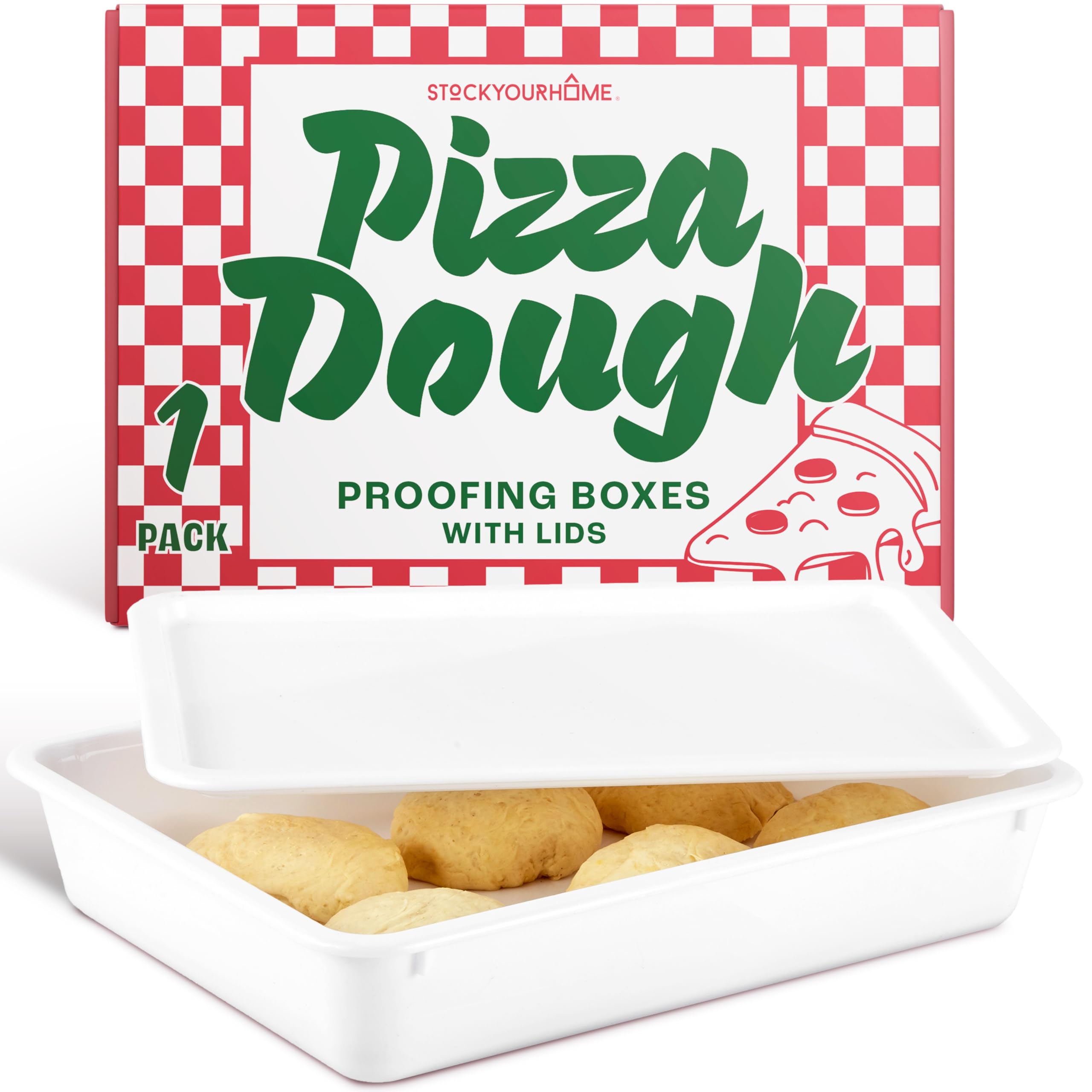 Stock Your Home Pizza Dough Proofing Container with Lid (1 Pack) - Airtight Bread Dough Rising Box for Homemade Pizza, Sourdough & Artisan Bread | Perfect for Kitchen, Bakery & Meal Prep