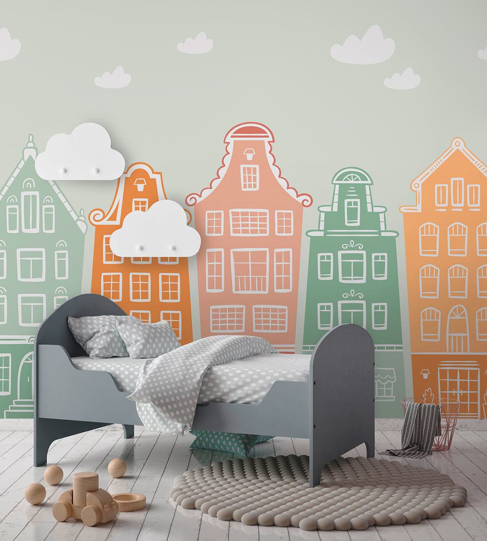 Designwalls 2 House Row Wall Art - Modern Canvas Prints for Home & Office Decor | Perfect for Living Room, Bedroom or Workspace