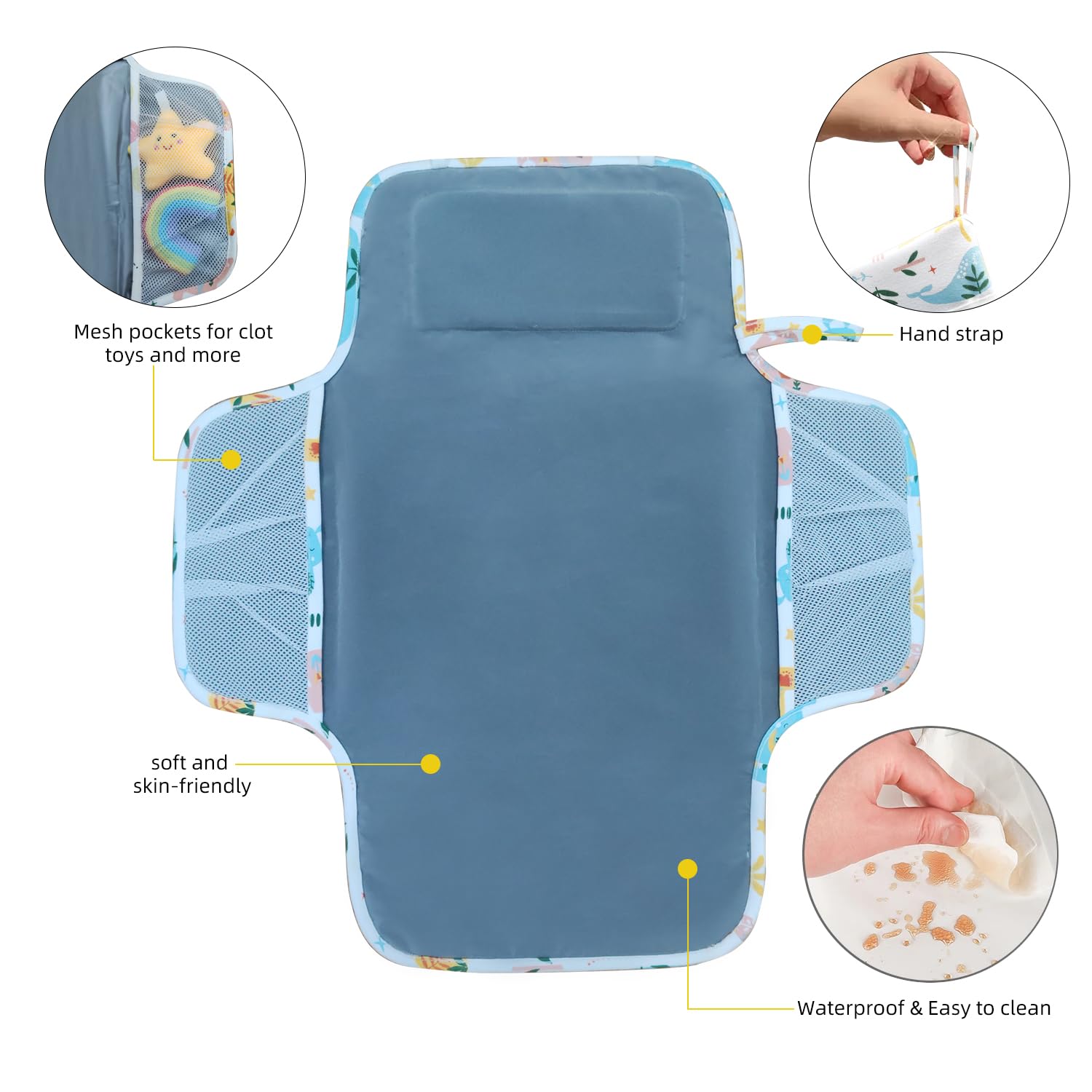 Portable Waterproof Baby Changing Pad - Double-Sided Foldable Diaper Changing Mat for Newborns & Infants | Ideal for Travel, Nursery & On-the-Go Diaper Changes