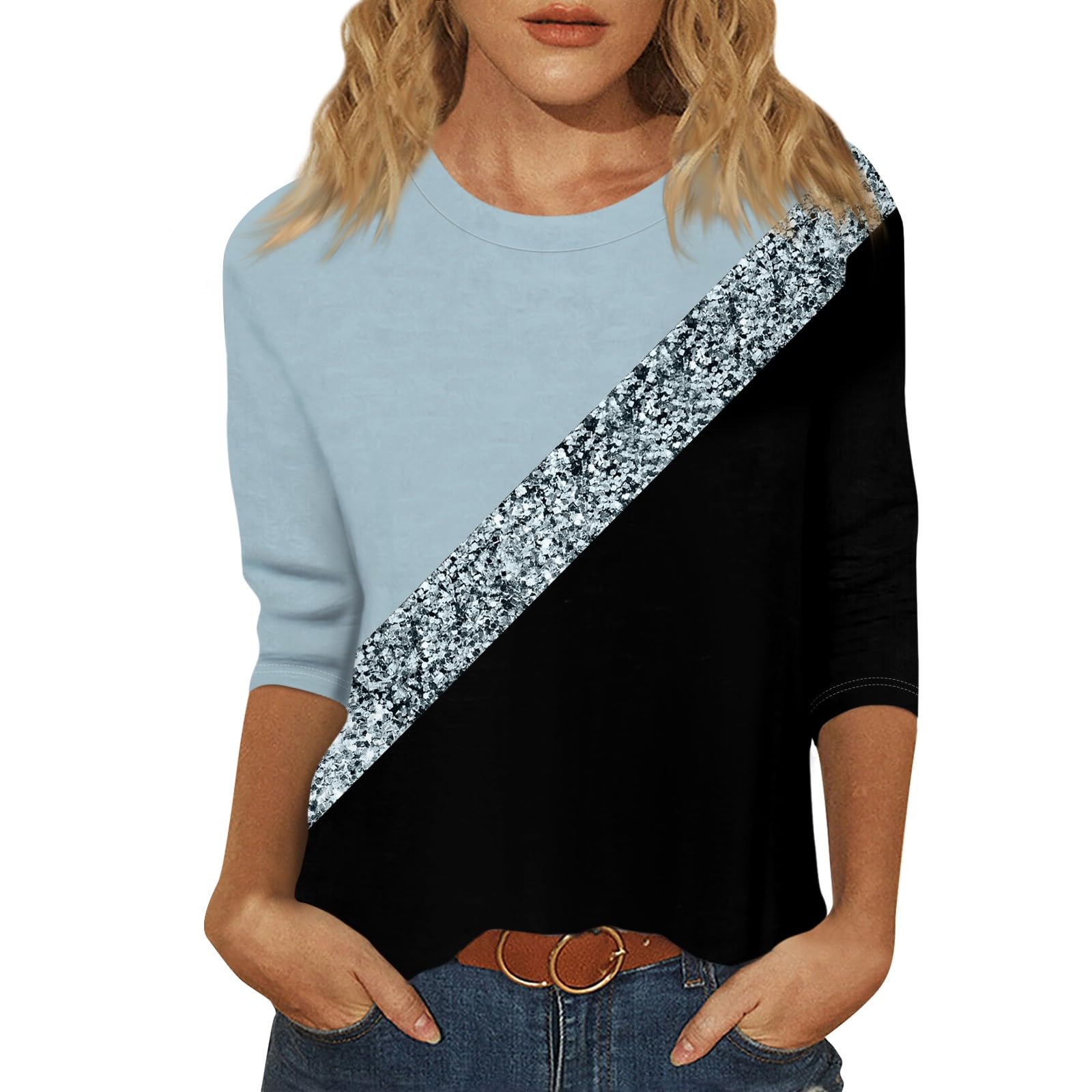 2024 Women's Summer Tops - 3/4 Sleeve Crew Neck Loose Casual Floral Print T-Shirts | Perfect for Beach Outings, Weekend Brunch & Summer Vacations