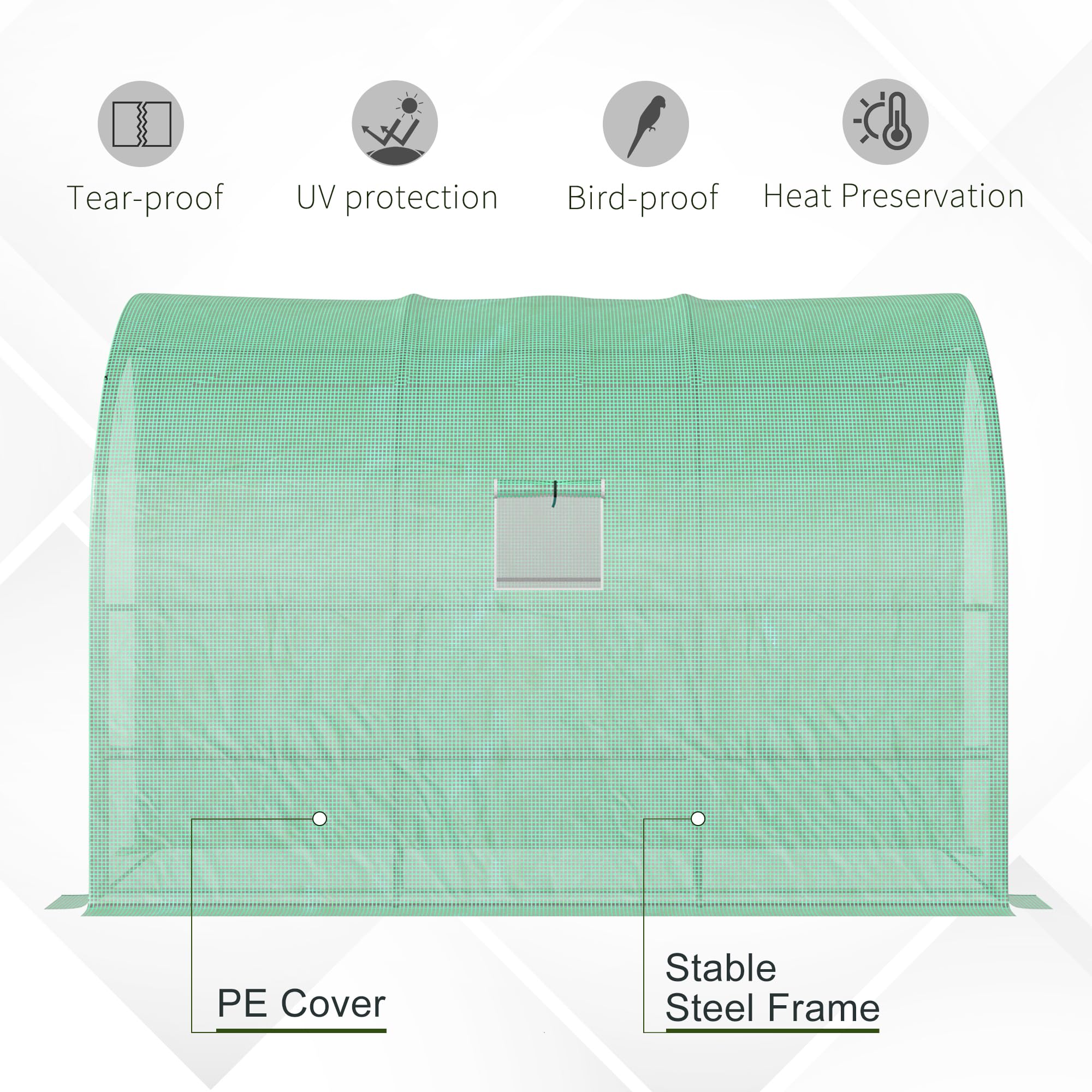 Outsunny 10' x 5' x 7' Walk-in Greenhouse with PE Cover, 2 Roll-up Doors & Windows, 3 Wire Shelves - Perfect for Plant Nursery, Gardening & Backyard Growing - Ideal for Vegetables, Flowers & Herbs in All Seasons