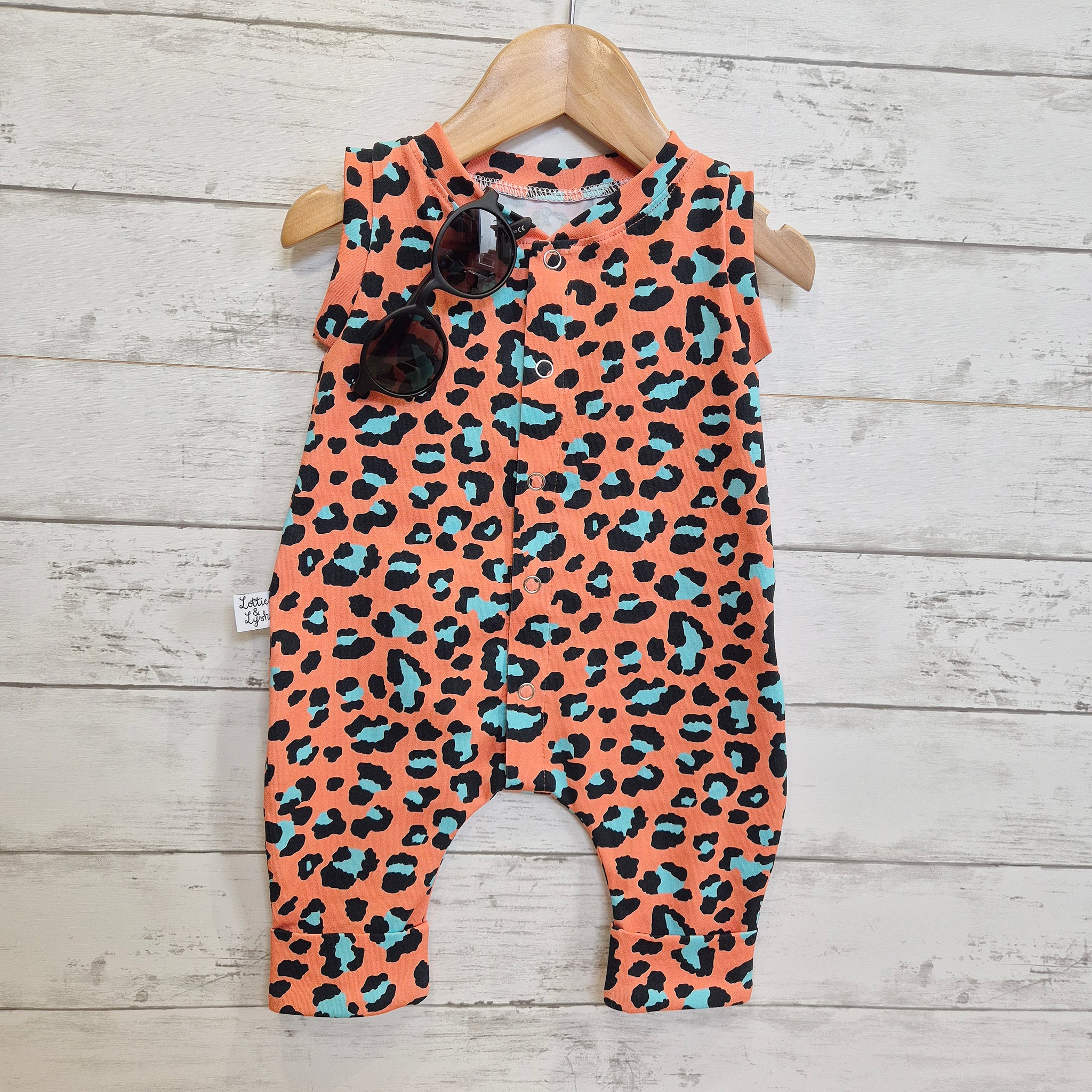 Stylish Coral Leopard Print Oversized Romper - Women's Fashion Jumpsuit for Summer Outfits, Beach Vacations & Casual Wear