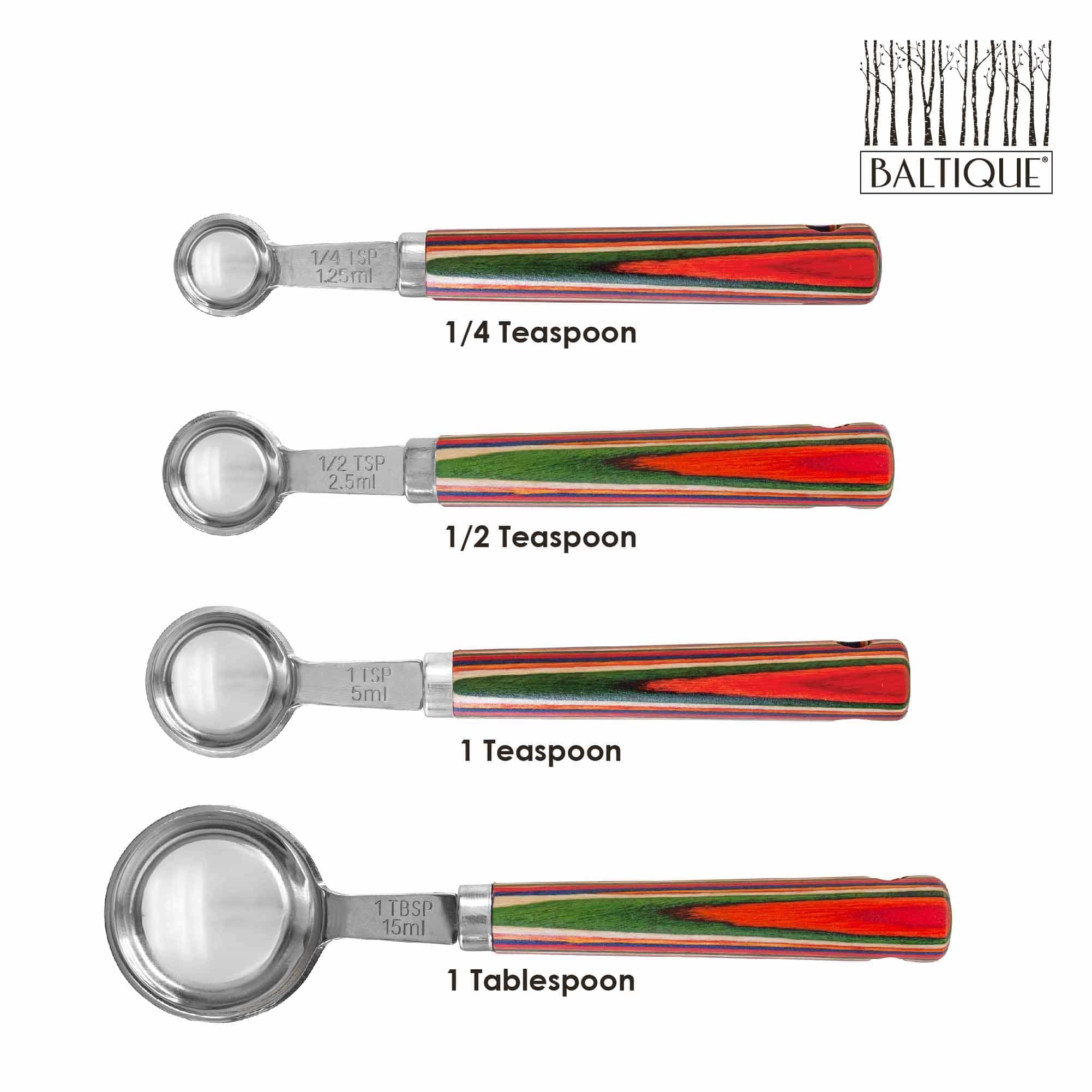Baltique® Marrakesh Collection 4-Piece Measuring Spoon Set - Stainless Steel Kitchen Measuring Spoons for Baking, Cooking & Coffee - Perfect Gift for Home Chefs