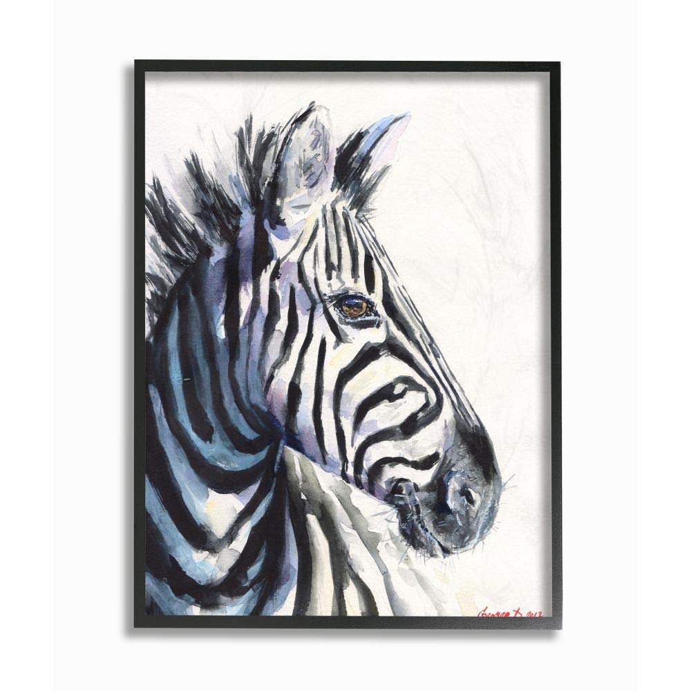 Stupell Industries Large Zebra Head Animal Watercolor Painting Wall Art - Perfect for Living Room, Bedroom, or Office Decor