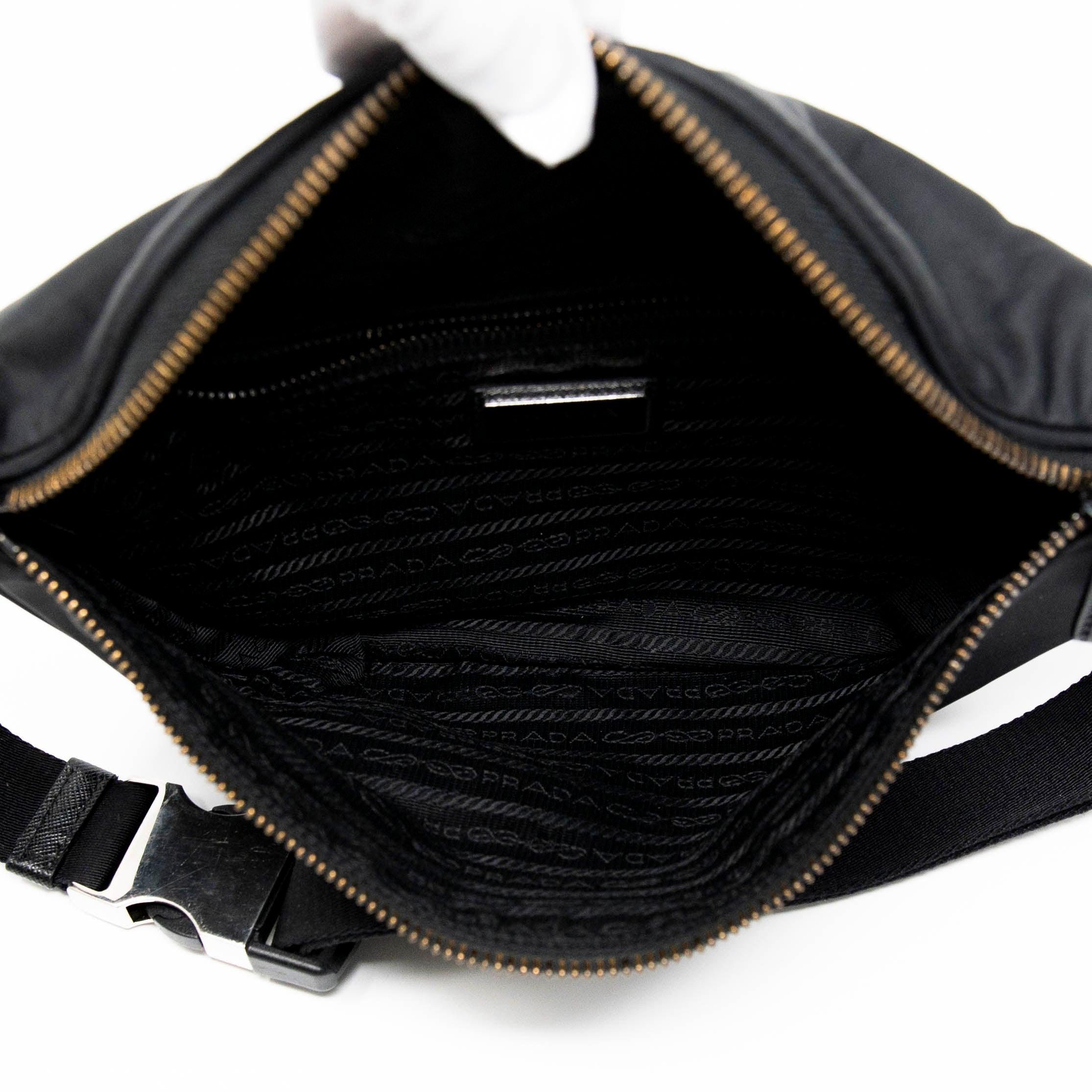 Prada Black Re-Nylon Belt Bag for Women | Crossbody Sling Bag | Fashionable & Water-Resistant | Perfect for Travel, Shopping & Everyday Use