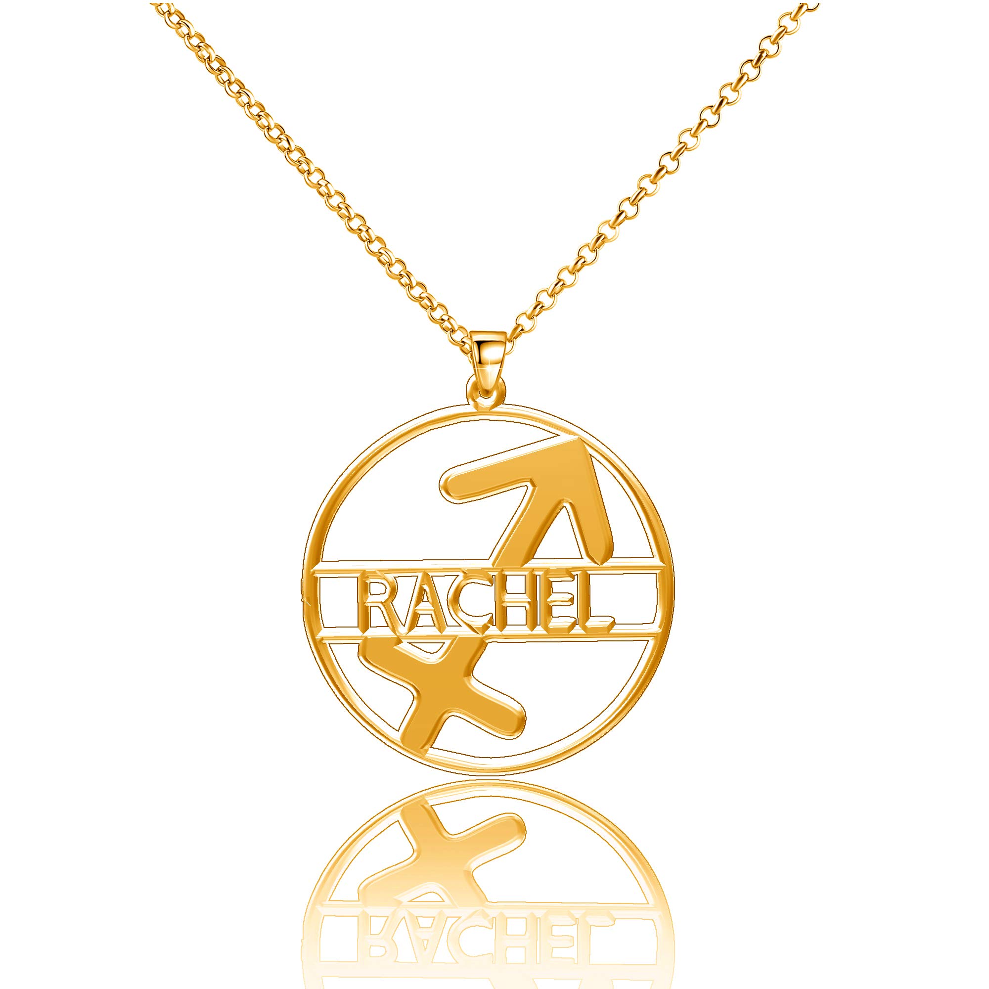 Custom Personalized Name Necklace for Couples - Sterling Silver Sagittarius Zodiac Sign Jewelry | Romantic Gift for Anniversary, Valentine's Day & Special Occasions