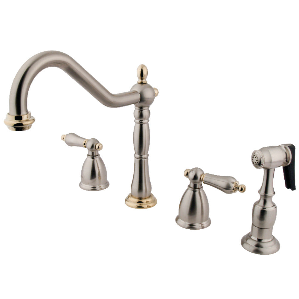 Kingston Brass KB1791ALBS Widespread Kitchen Faucet - High Arc Pull-Down Sprayer, Oil Rubbed Bronze Finish for Modern Farmhouse & Industrial Style Kitchens