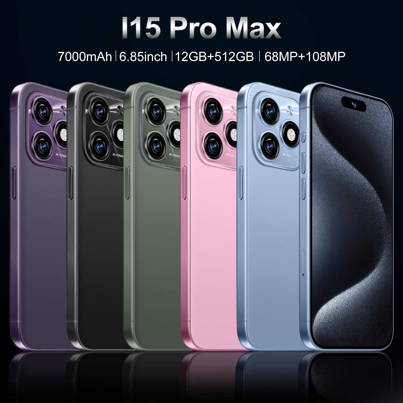 Unlocked iPhone 15 Pro Max 5G Smartphone - 12GB RAM 512GB Storage, 6.85