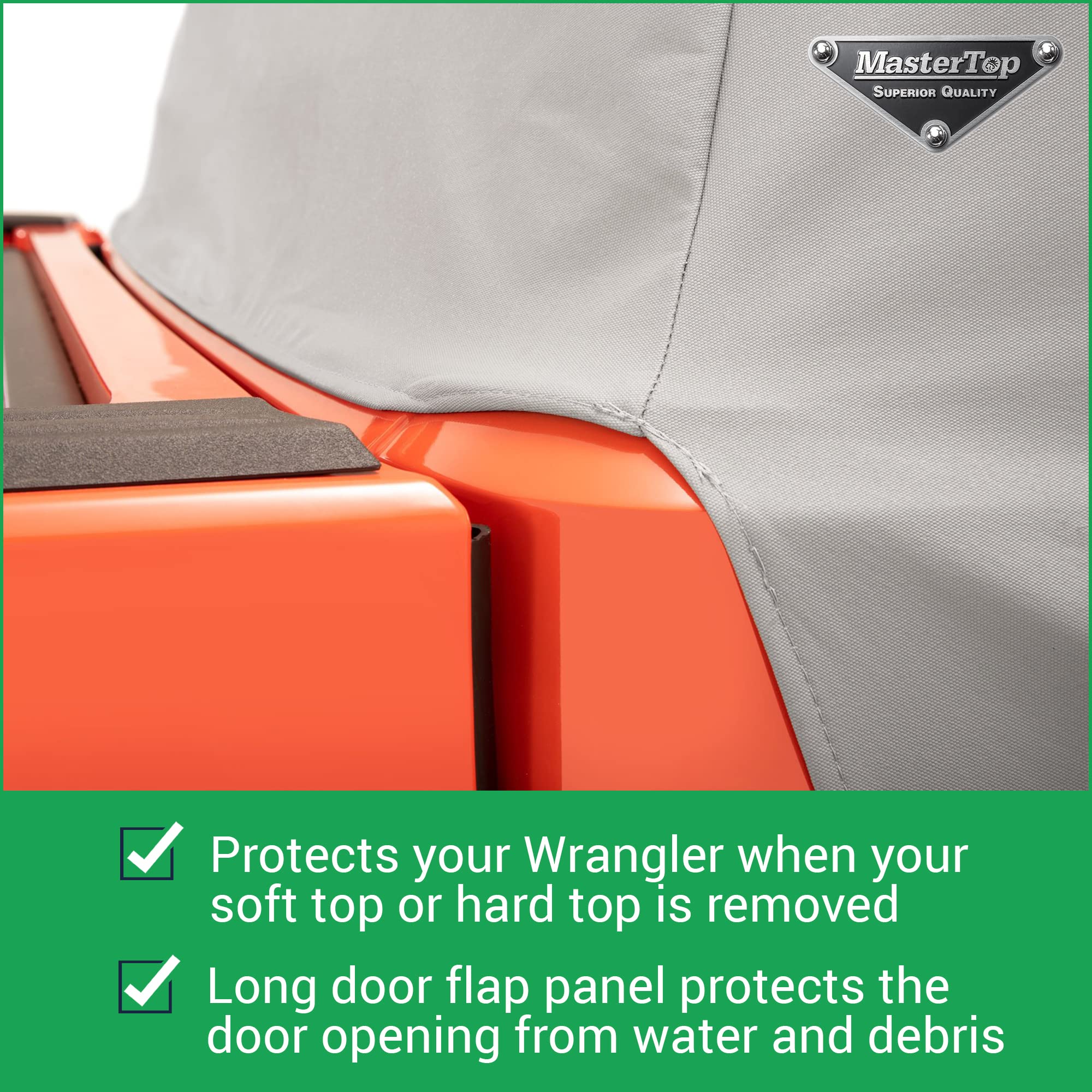 MasterTop Full Door Cab Cover with Storage Tote for Jeep Gladiator JT 2020-2021 | Hard/Soft Top Compatible | Waterproof UV-Resistant Vehicle Protection | Shields Against Rain, Dirt & Dust | Perfect for Off-Roading & Outdoor Storage