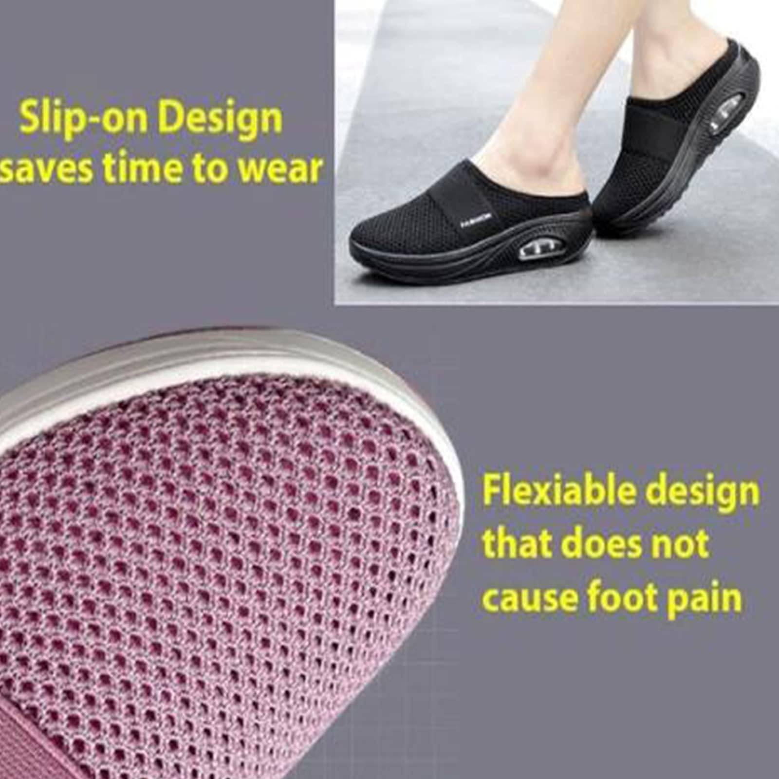 Breathable Mesh Walking Mules Sneakers for Women & Men - Lightweight Open Back Shoes with Non-Slip Sole & Arch Support | Slip On Loafers & Slides for Casual Wear, Walking, Travel & Home Comfort