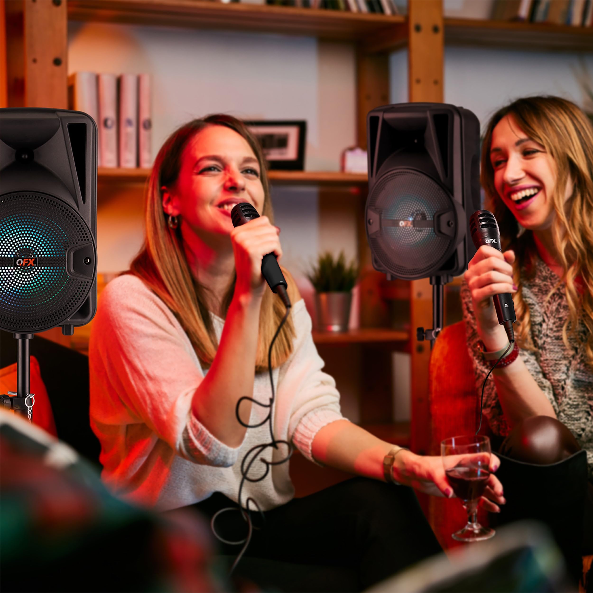 QFX PBX-800TWS 8-Inch TWS Bluetooth Stereo PA System with 2x8