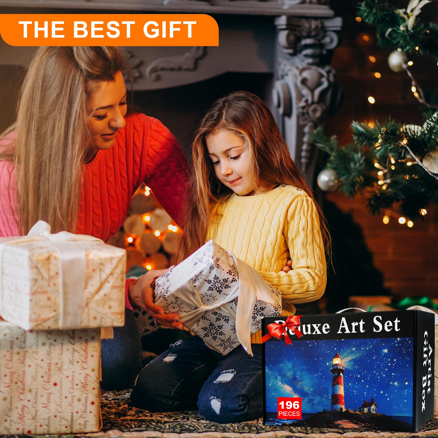 196-Piece Deluxe Art Kit with Acrylic Paints, Oil Pastels, Crayons & Colored Pencils - Includes 5 Drawing Pads & Canvases in Wooden Storage Box - Perfect Gift for Kids, Teens & Adult Beginners - Ideal for Home, School & DIY Art Projects