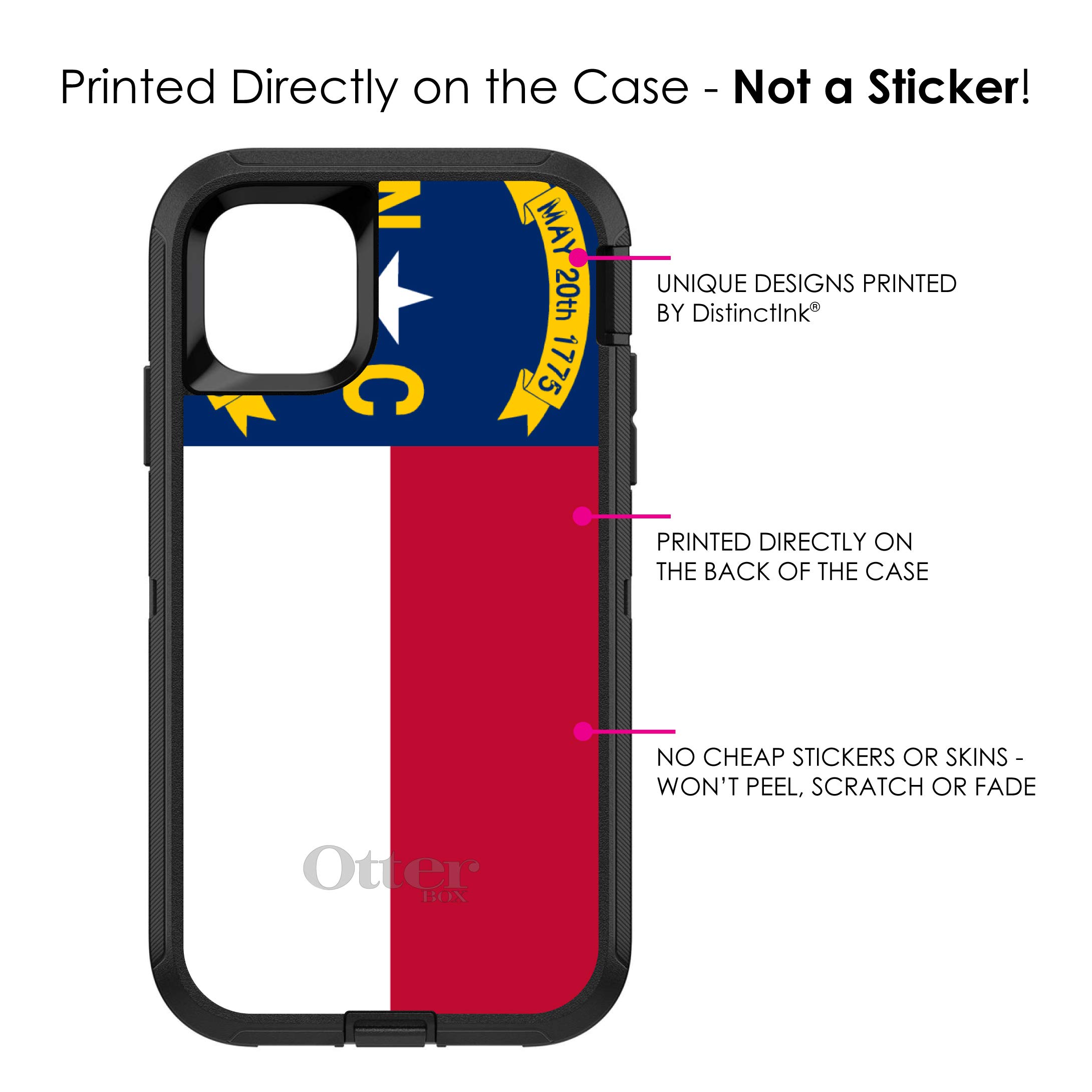 DistinctInk iPhone 11 Pro MAX Case (6.5 Inch) - Durable Protective Cover with North Carolina State Flag Design - Shockproof Replacement for OtterBox Defender - Perfect for Outdoor Activities, Travel & Daily Use