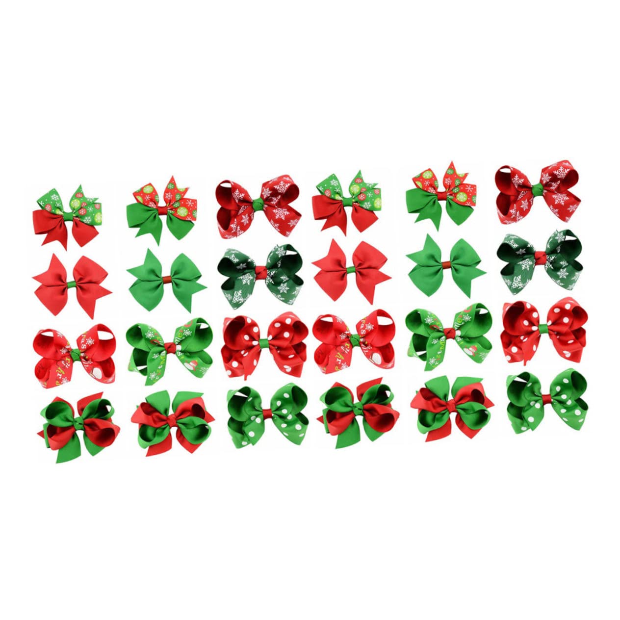 24pcs Christmas Hair Clips for Girls - Red Bow Barrettes with Snowflake Design, Kids Hair Accessories for Holiday Parties & School Events